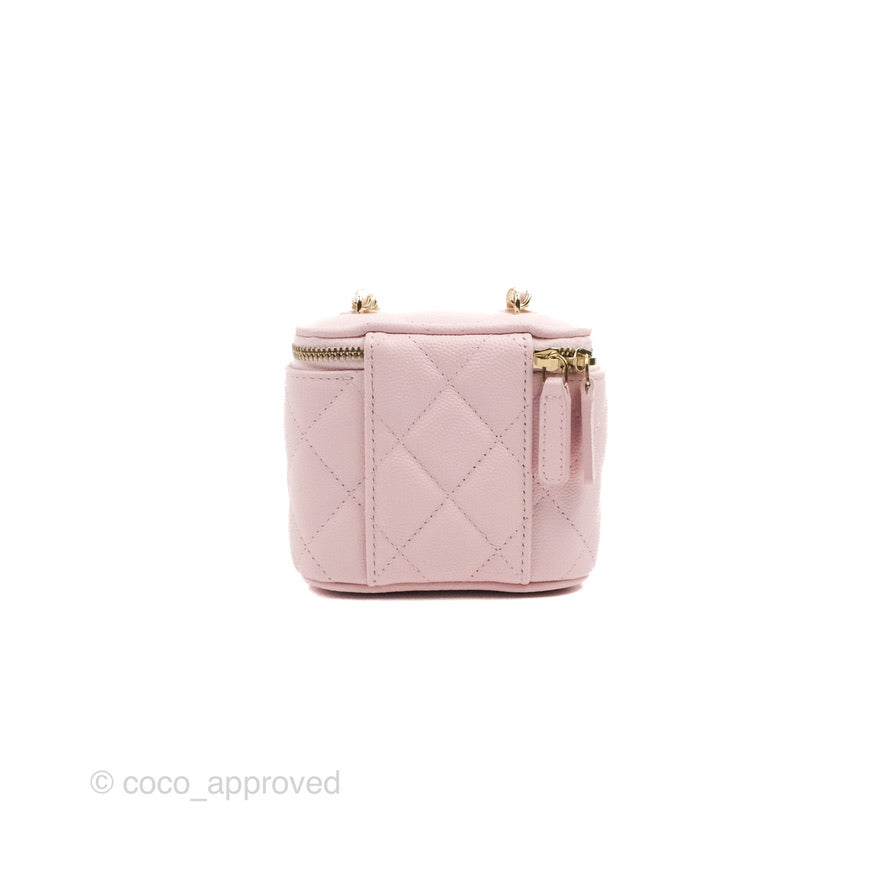 Chanel Mini Vanity With Chain Pink Caviar Gold Hardware