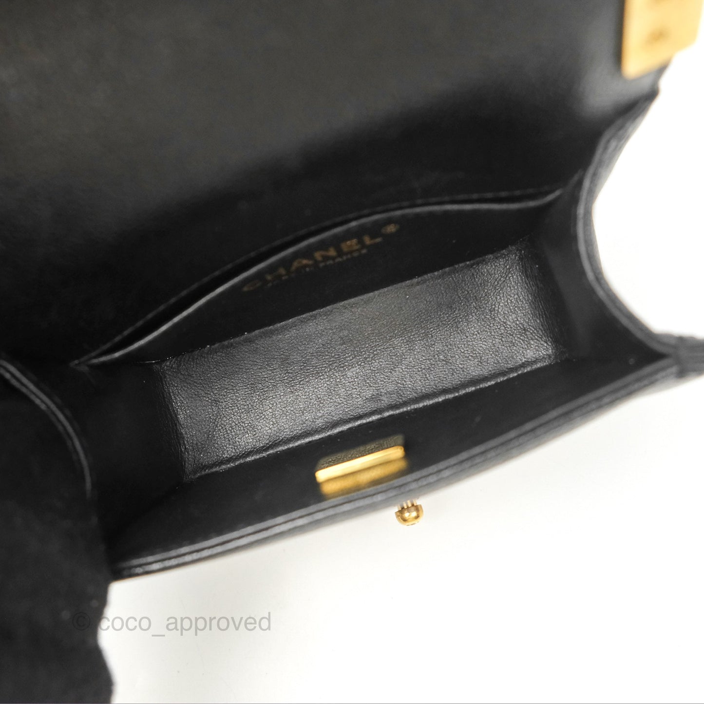 Chanel Mini Boy Black Caviar Aged Gold Hardware