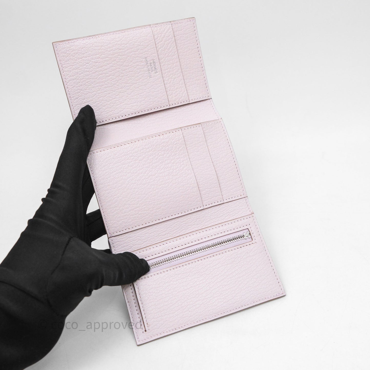 Hermes Bearn Wallet Mauve Pale 09 Palladium Hardware