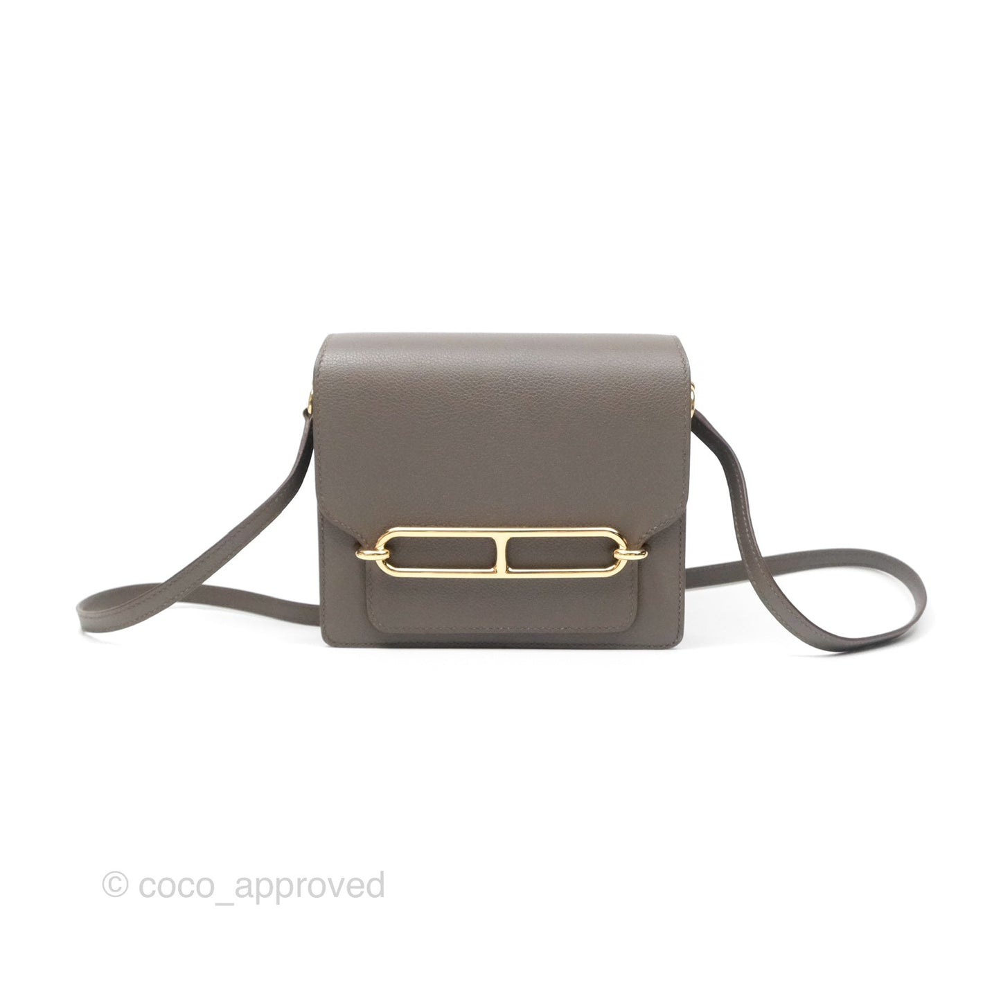 Hermès Roulis Mini 18 Gris Etain 8F Evercolor Gold Hardware