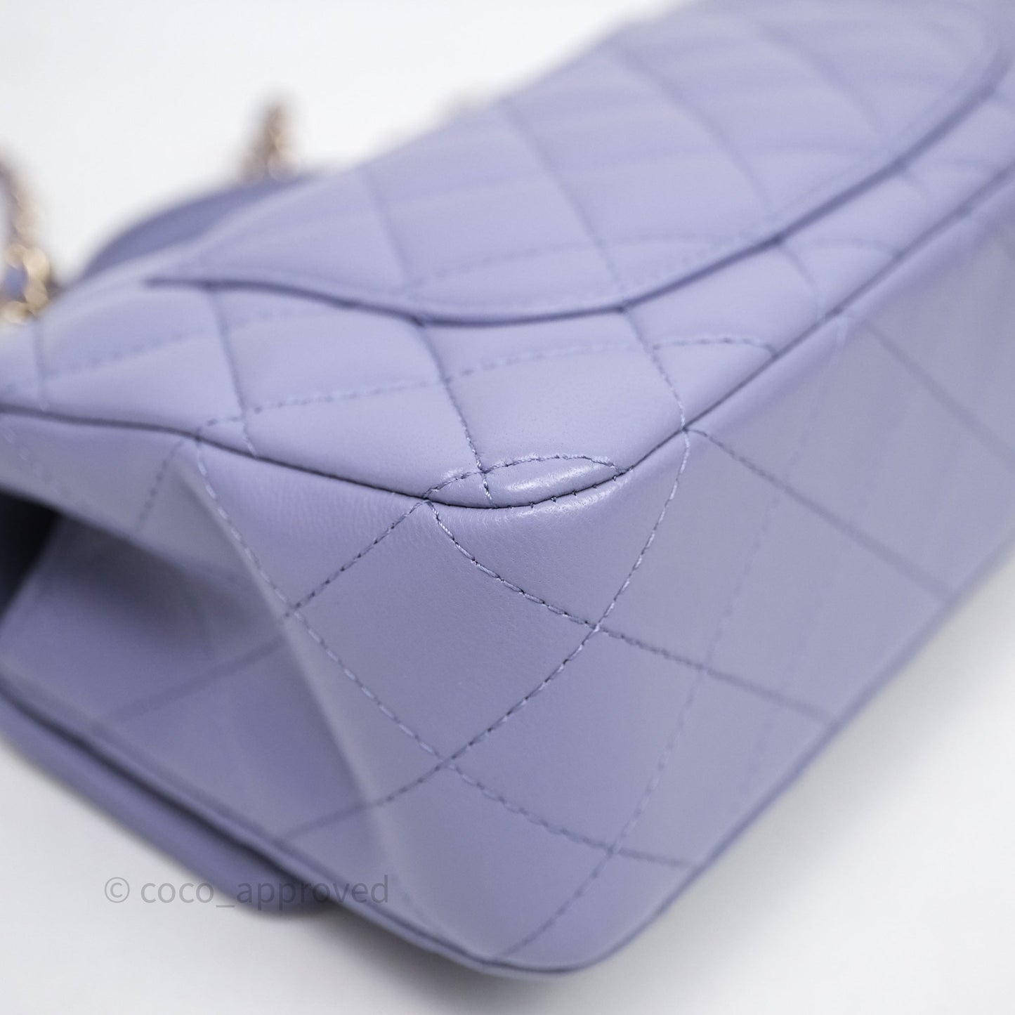 Chanel Top Handle Mini Rectangular Flap Purple Lambskin Gold Hardware