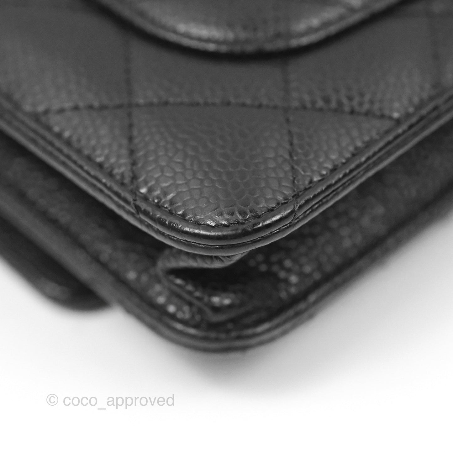 Chanel Quilted Classic Wallet On Chain WOC Black Caviar Silver Hardware