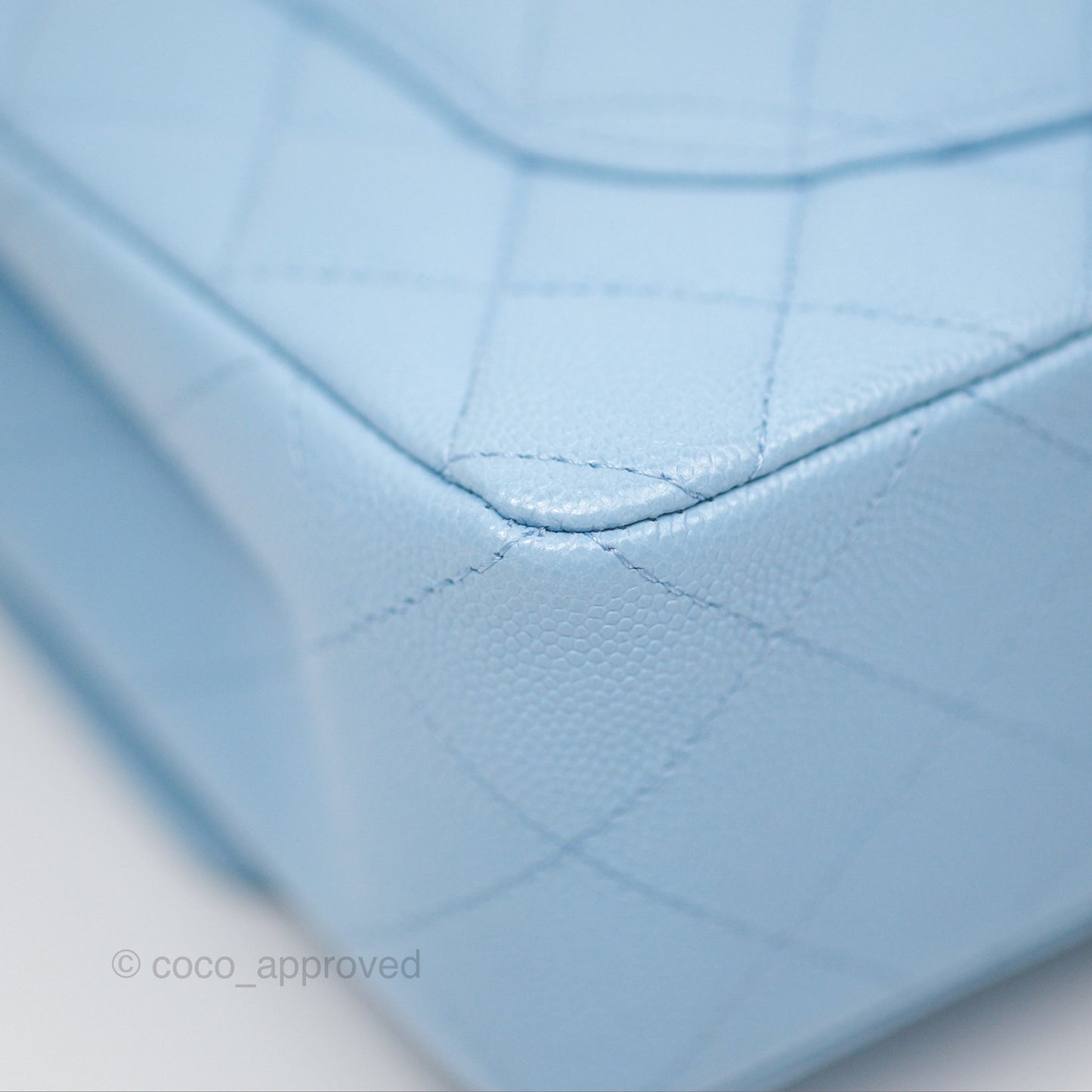 Chanel Small Classic Quilted Flap Light Blue Caviar Gold Hardware