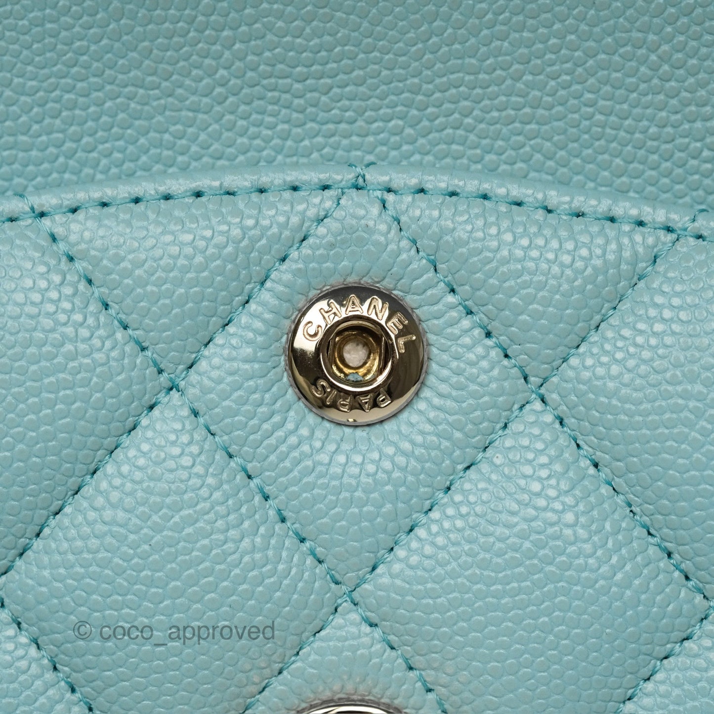 Chanel Small S/M Classic Flap Quilted Tiffany Blue Caviar Gold Hardware