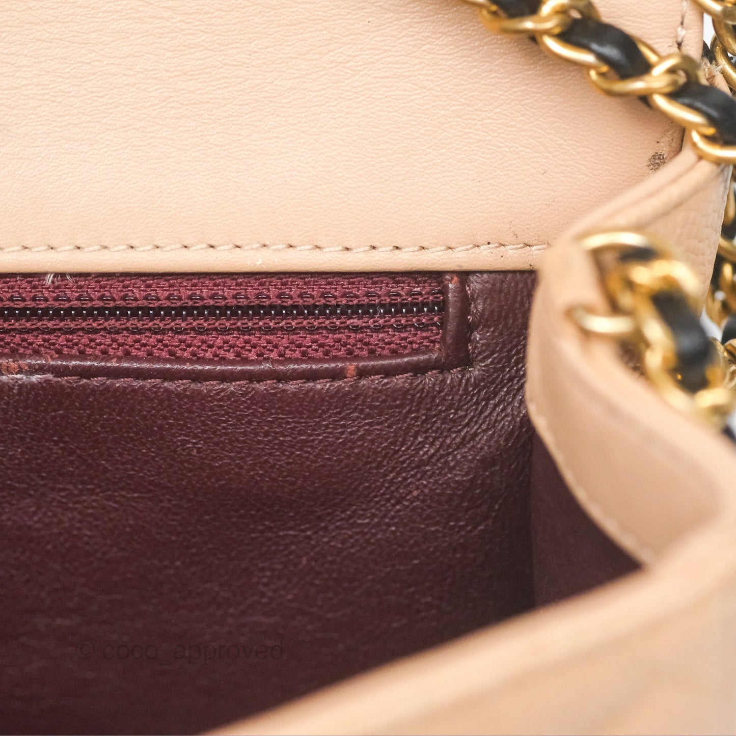Chanel Small CC Filigree Flap Quilted Beige Black Caviar