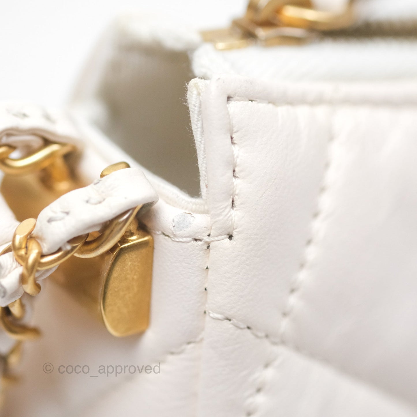 Chanel Hobo Bag White Aged Calfskin Aged Gold Hardware