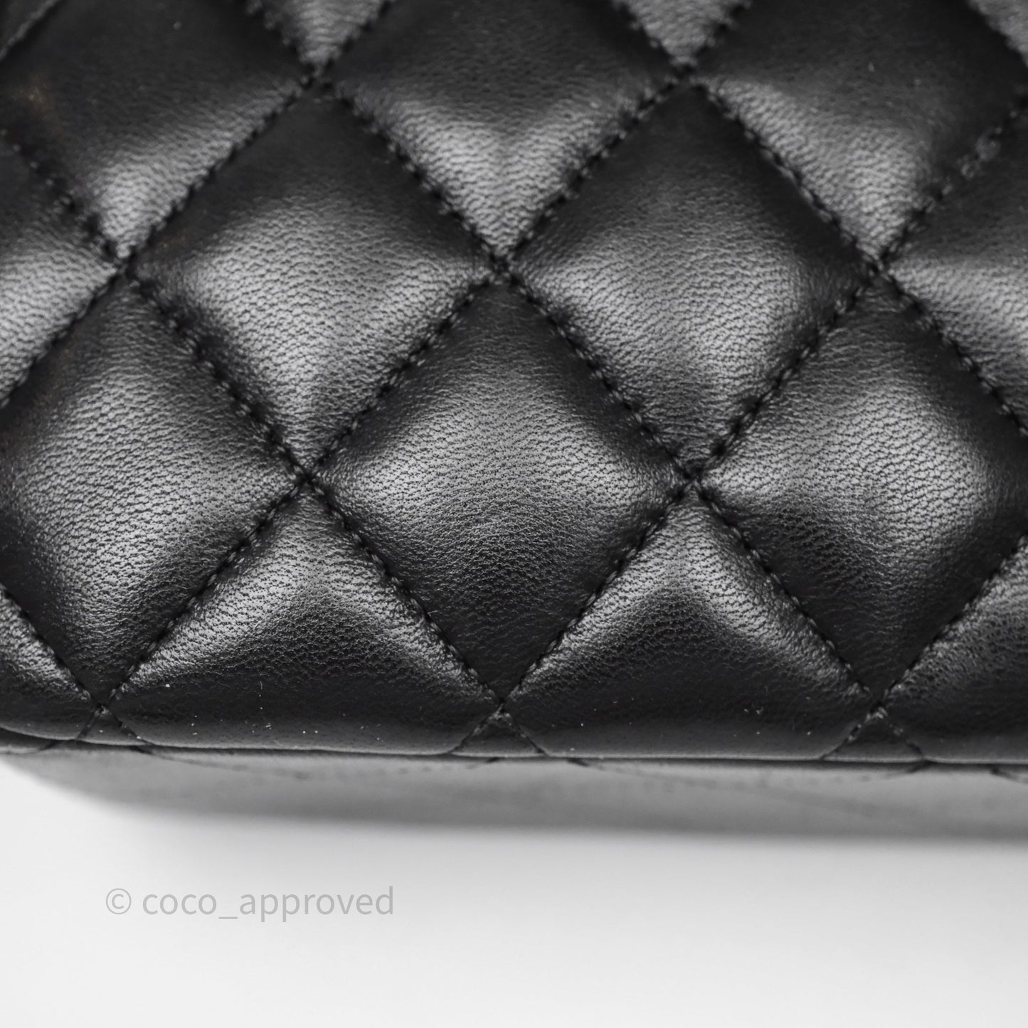 Chanel Classic M/L Medium Flap Quilted Black Lambskin Silver Hardware