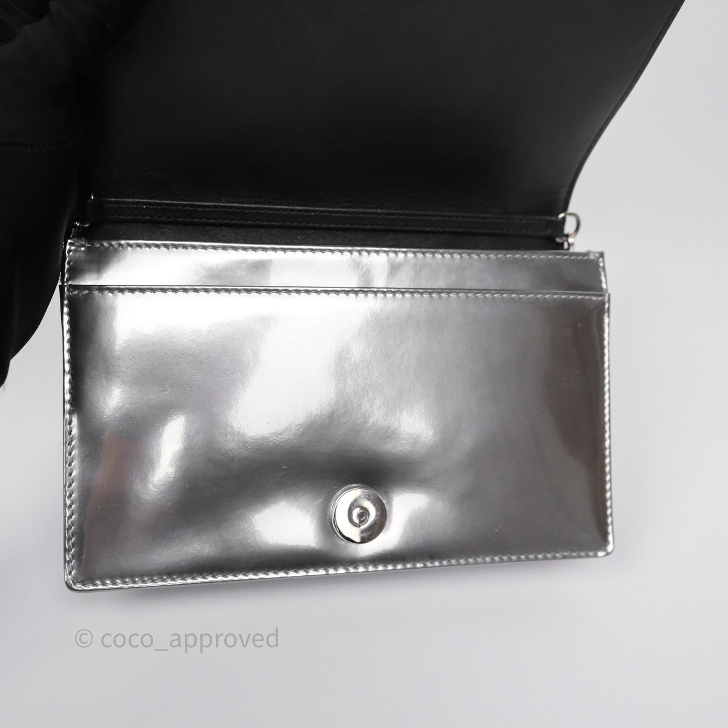 Christian Dior Diorama Wallet on Chain Metallic Silver