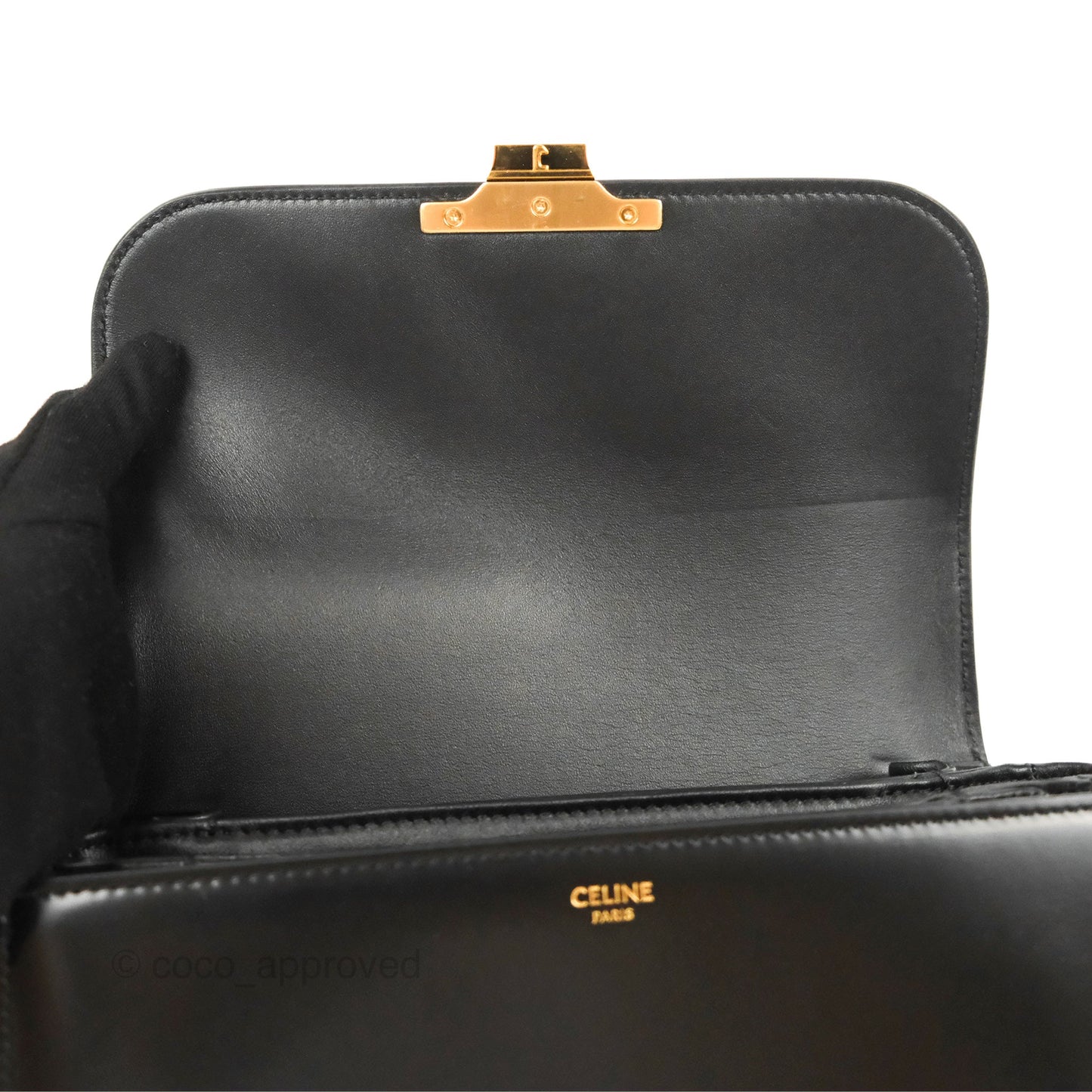 Celine Medium Triomphe Black Shiny Calfskin