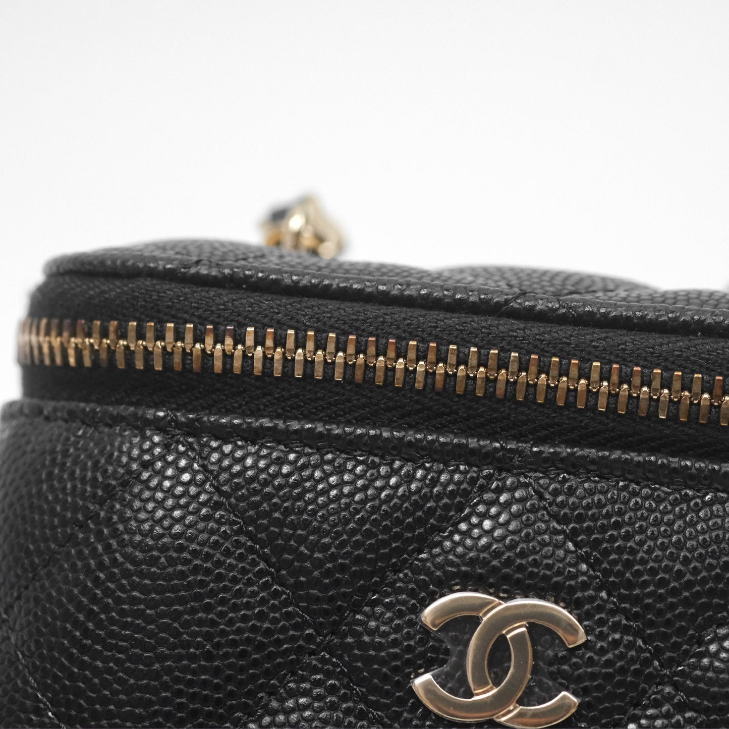 Chanel Mini Vanity With Chain Black Caviar Gold Hardware