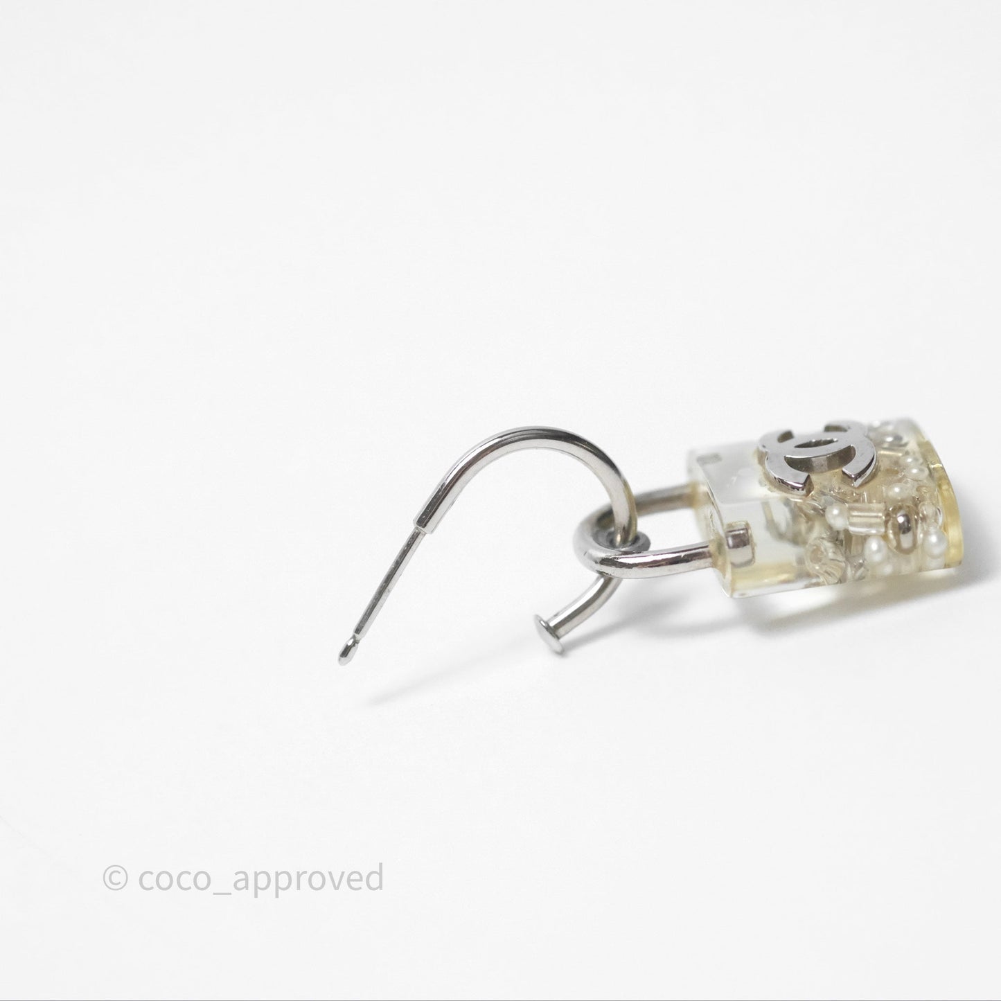 Chanel CC Padlock Resin Drop Earrings 14K