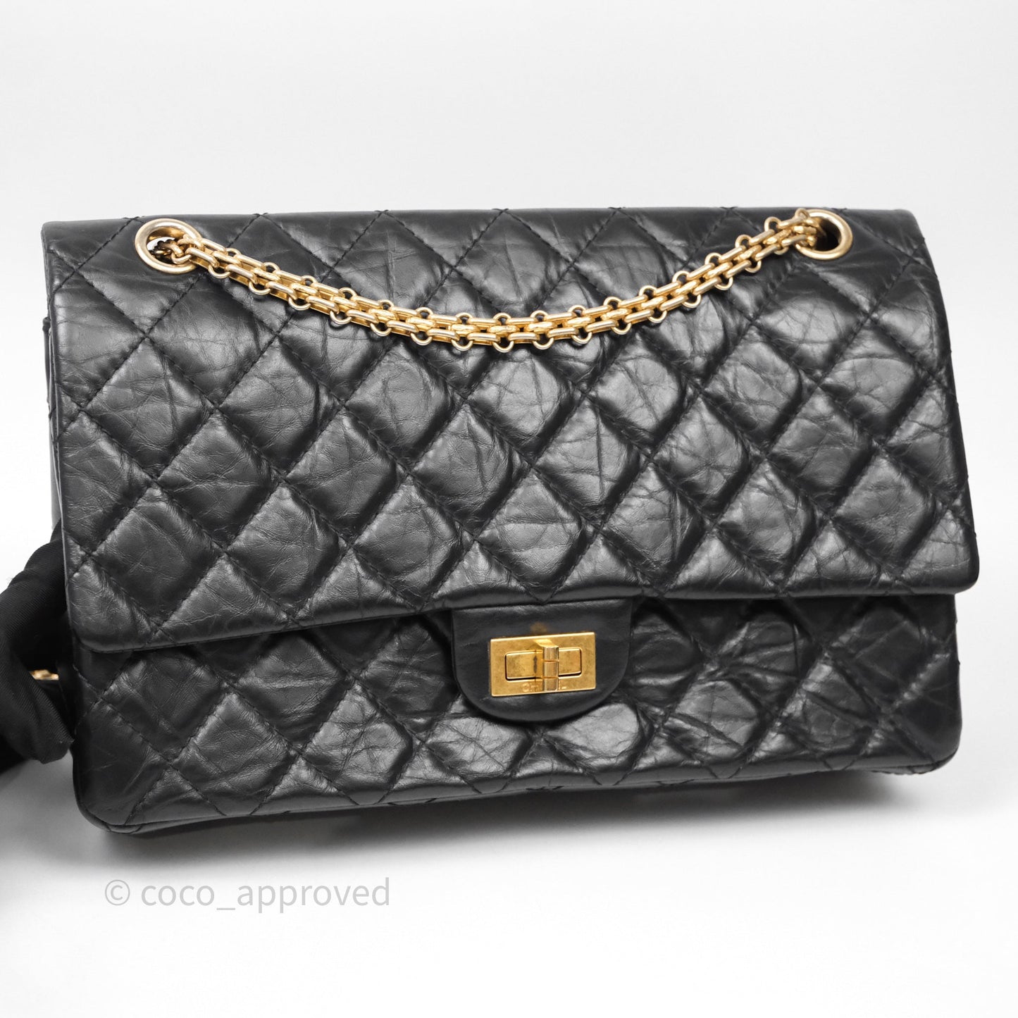 Chanel Reissue 226 Quilted Aged Calfskin Black Aged Gold Hardware