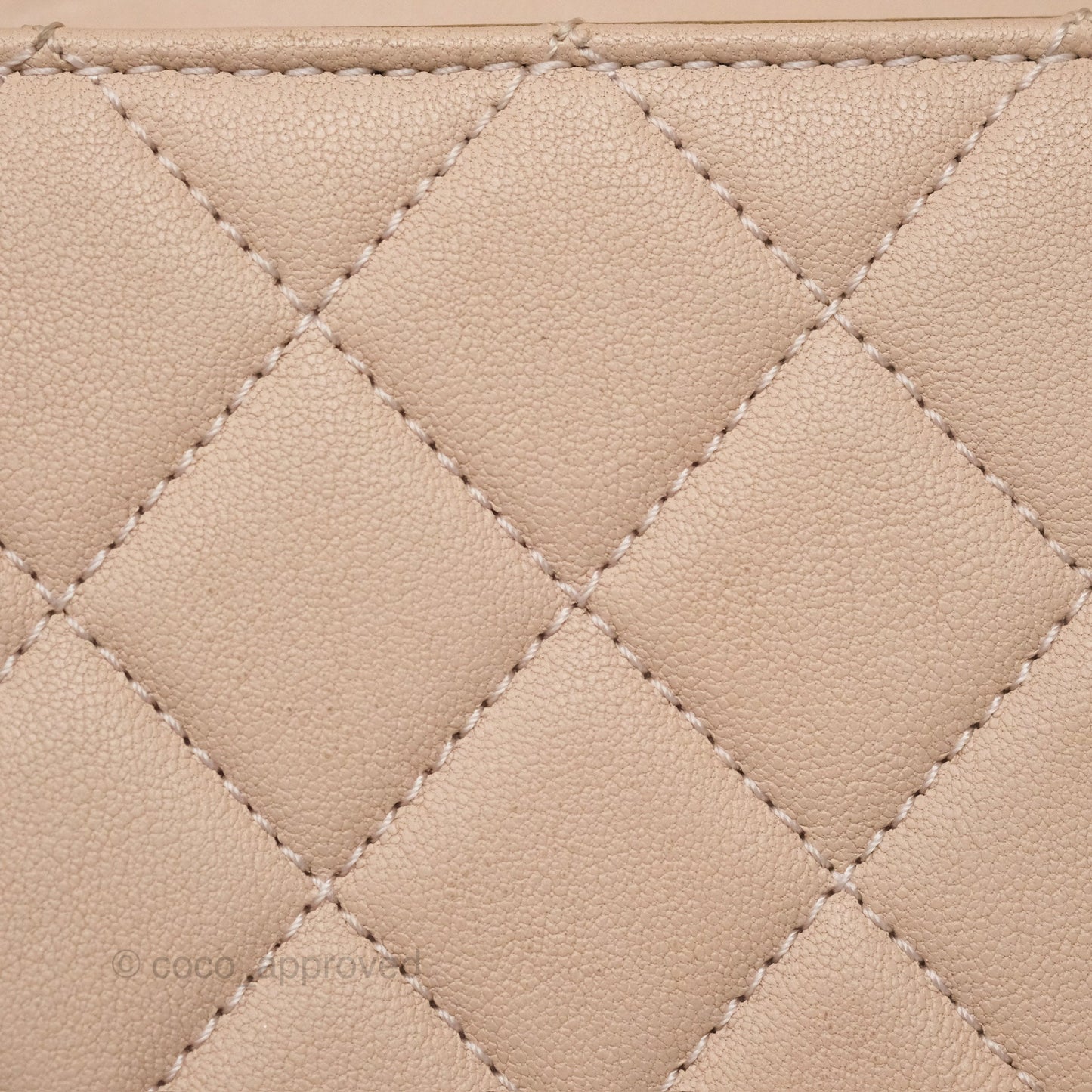 Chanel Quilted Chic Pearls Flap Beige Pink Goatskin Aged Gold Hardware