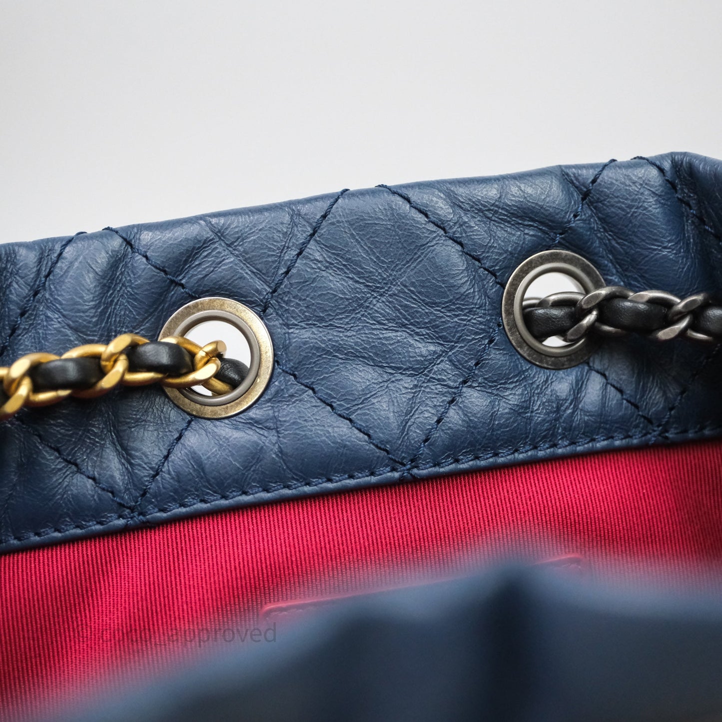 Chanel Small Gabrielle Backpack Quilted Navy Black Aged Calfskin
