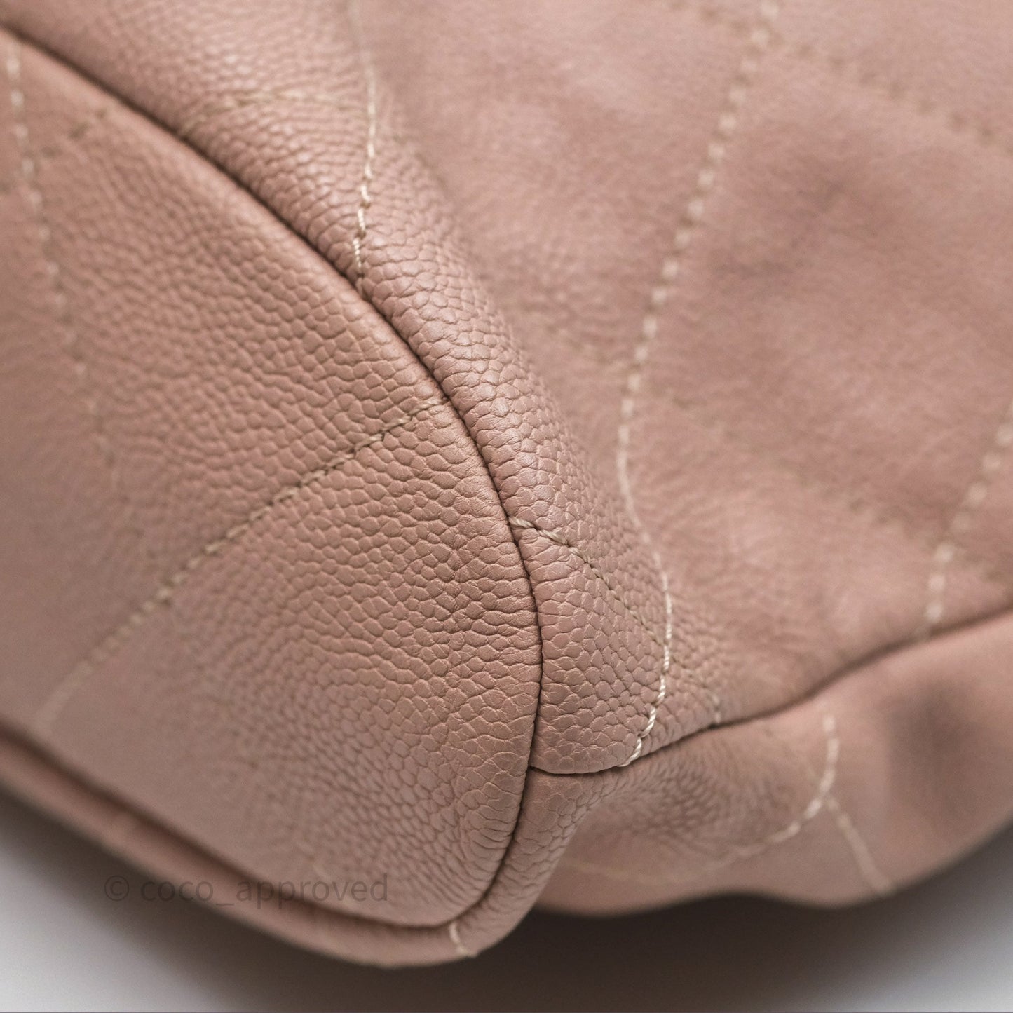 Chanel Quilted Tote Bag Pink Caviar Silver Hardware
