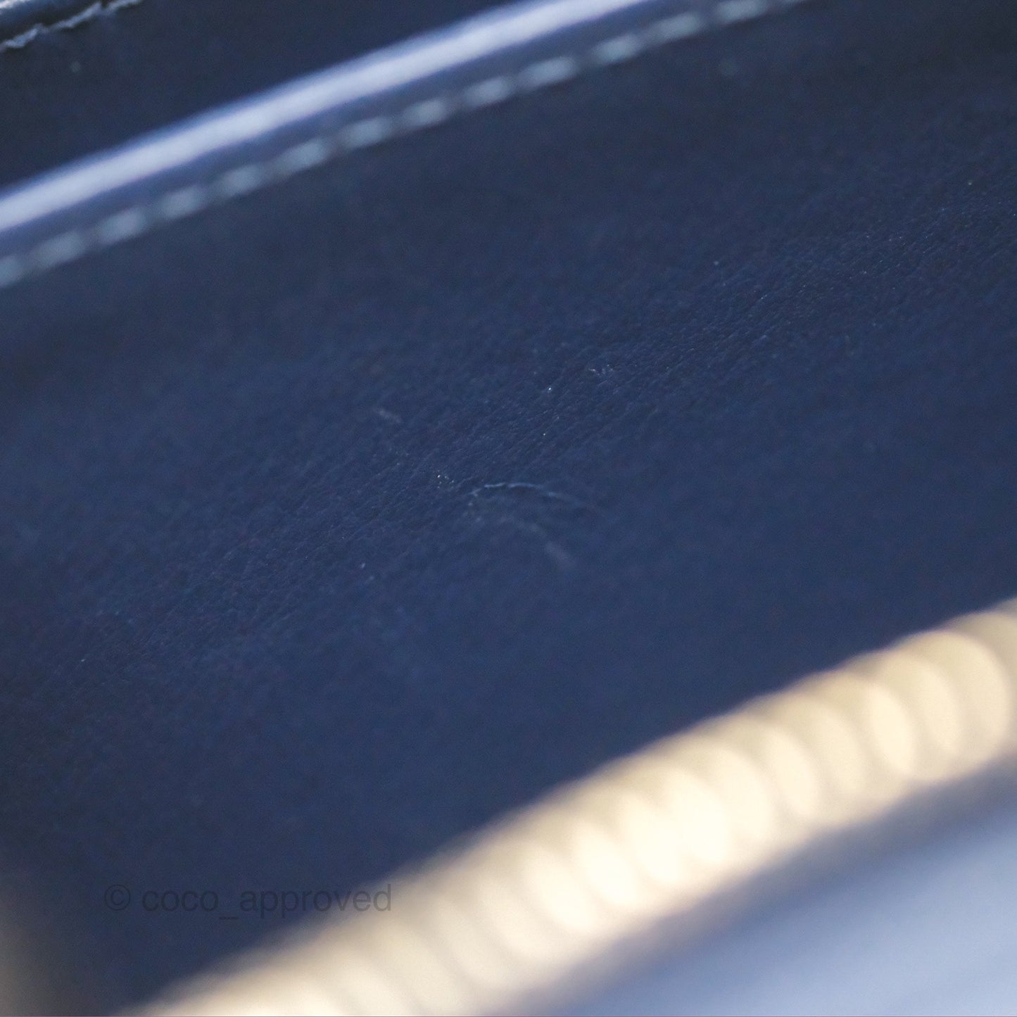 Chanel Quilted Small CC Filigree Vanity Case Navy Caviar Gold Hardware