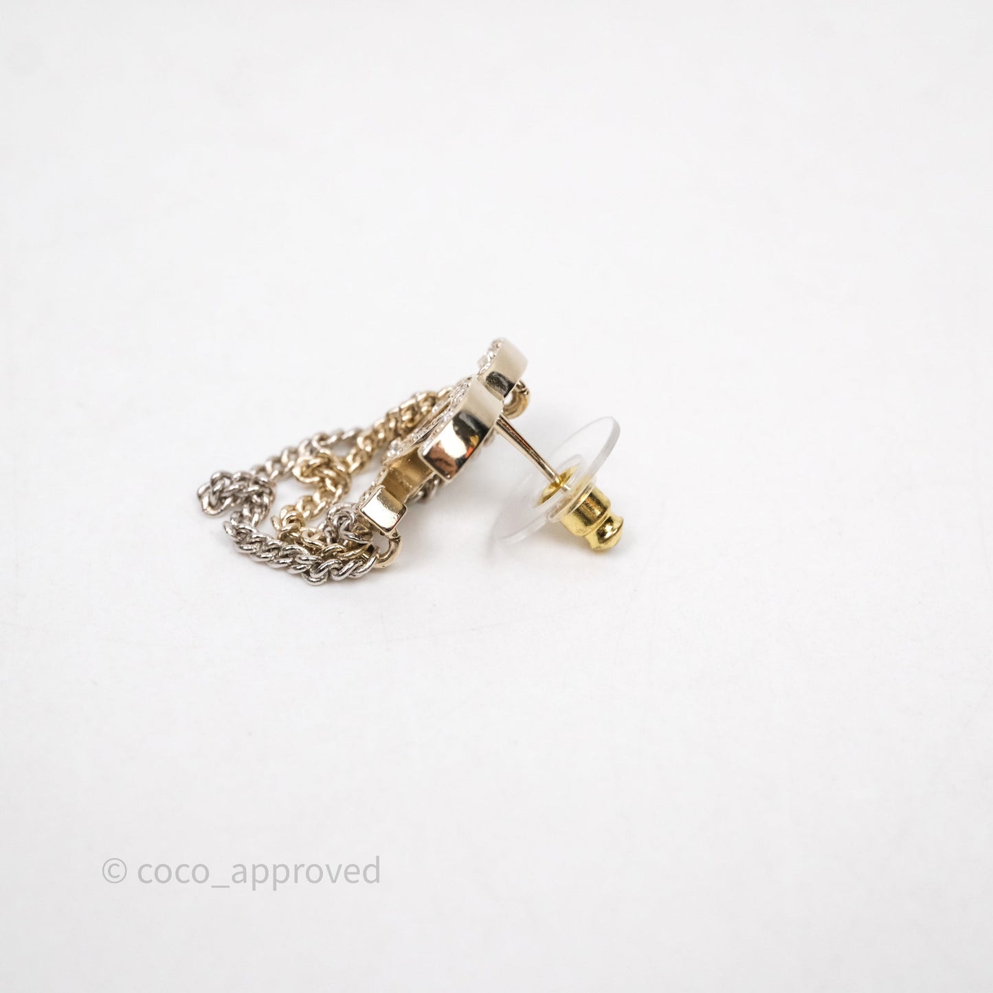 Chanel Crystal CC Chain Pendant Earrings 21B