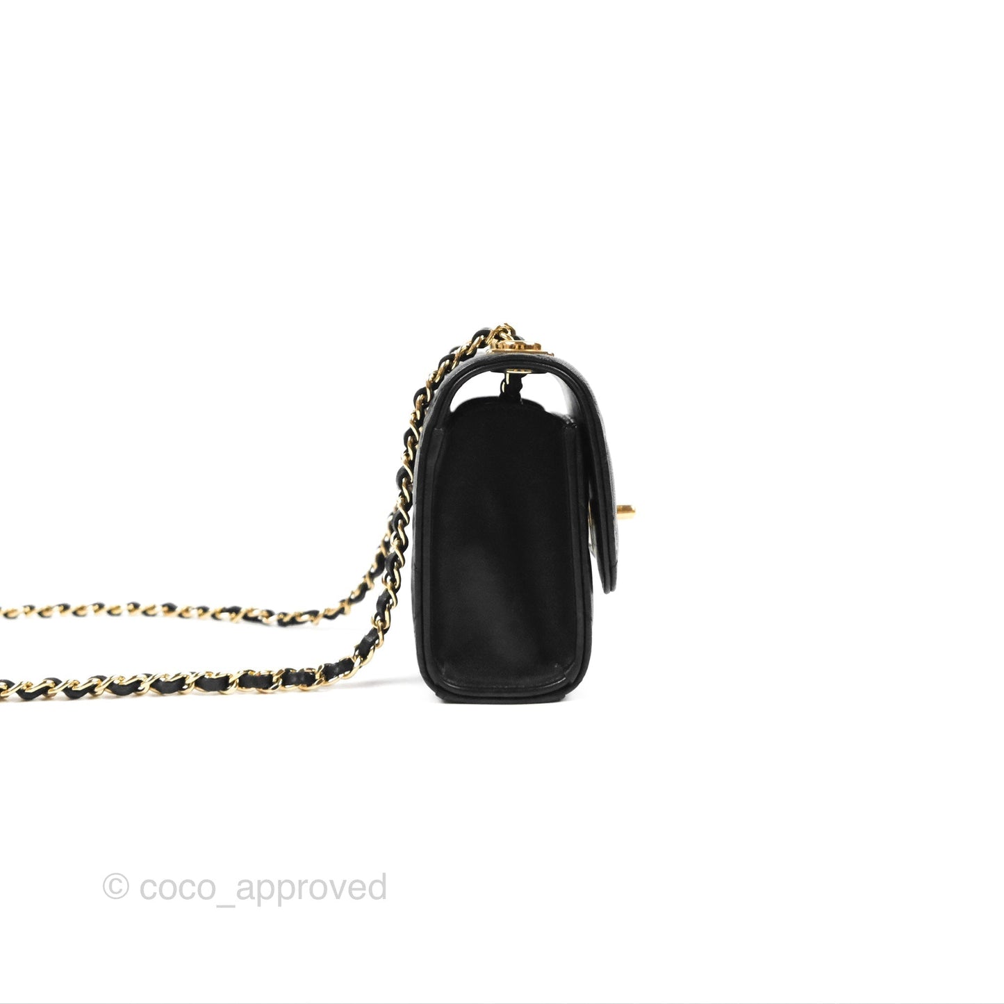 Chanel Mini Quilted Trendy CC Clutch With Chain Black Lambskin Gold Hardware