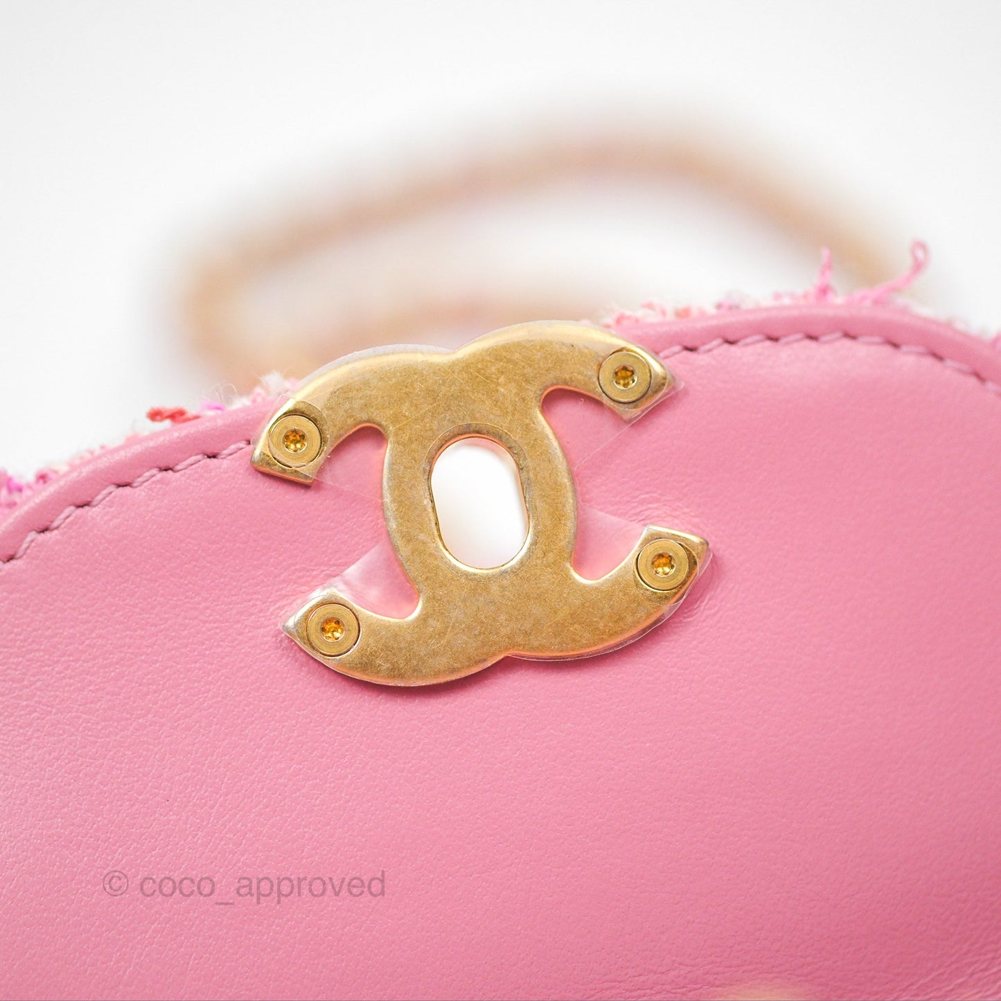 Chanel Kelly Bag Pink Tweed Aged Gold Hardware
