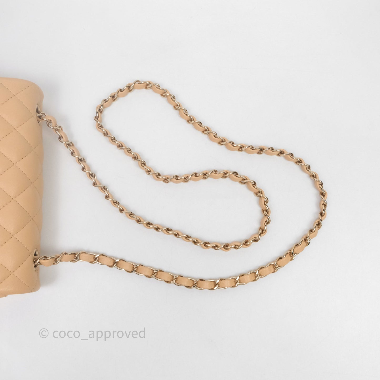 Chanel Mini Rectangular Quilted Beige Lambskin Light Gold Hardware