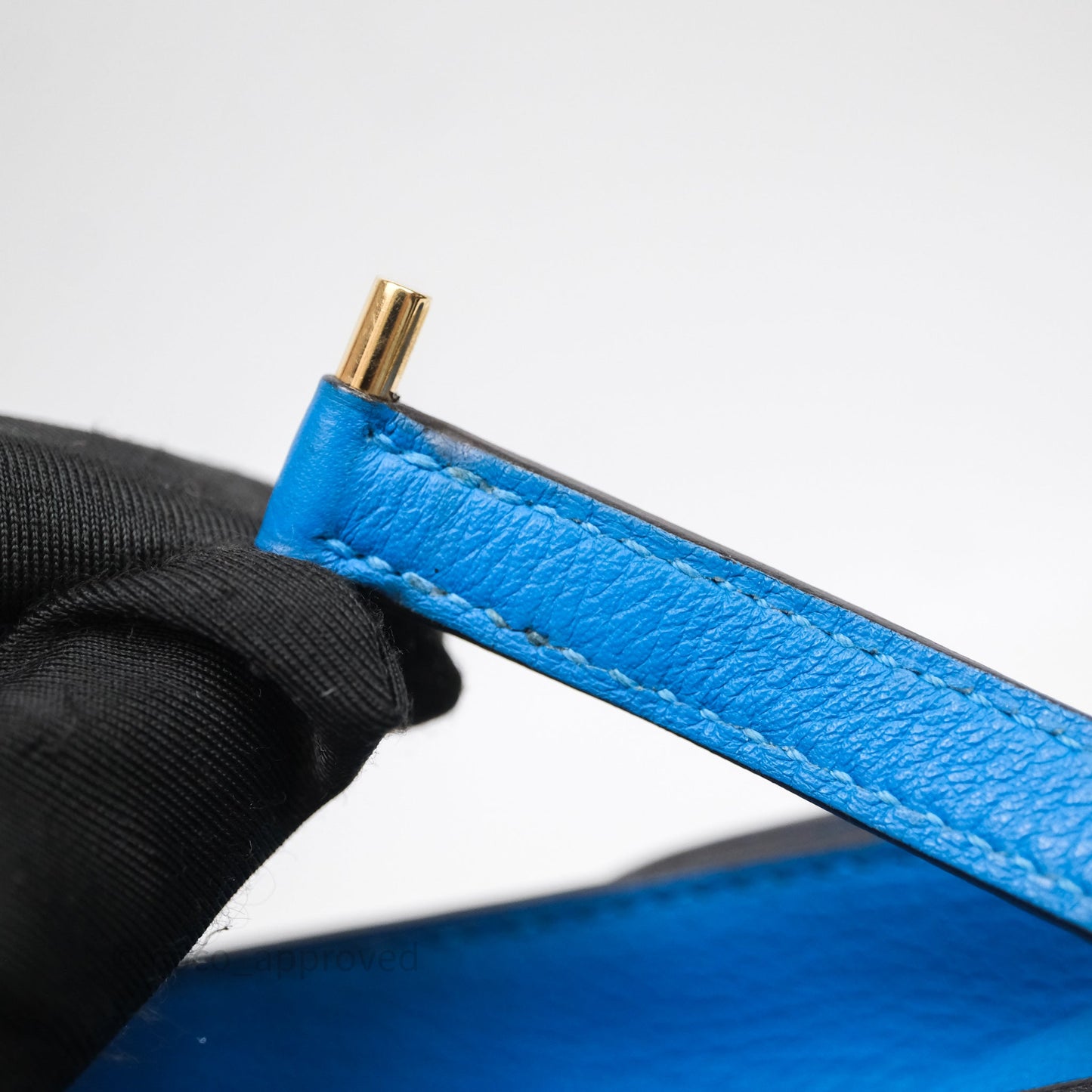 Hermès Roulis Mini 18 Bleu Zanzibar B3 Evercolor Gold Hardware