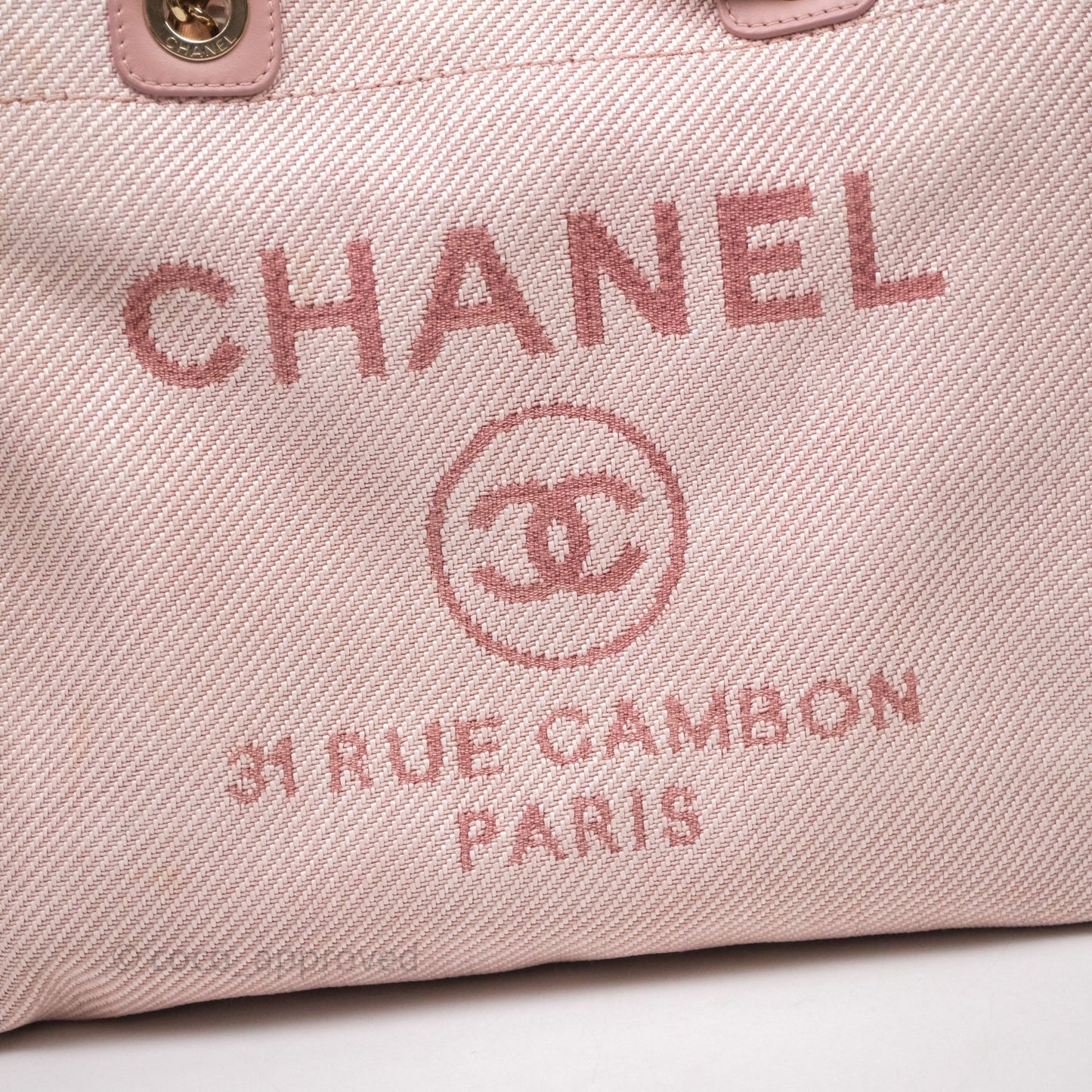 Chanel Large Deauville Tote Pink Canvas Gold Hardware