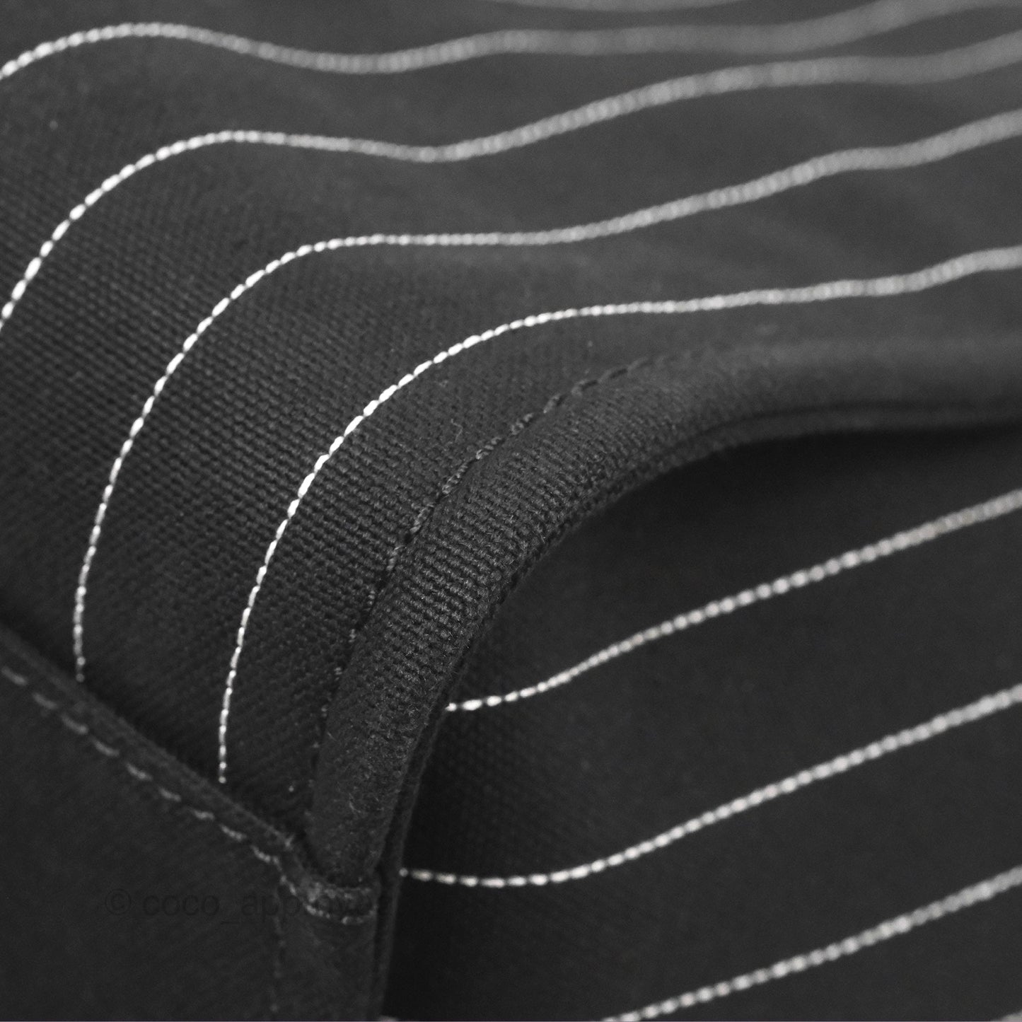 Chanel Large Deauville Black White Striped Canvas Aged Silver Hardware 23S
