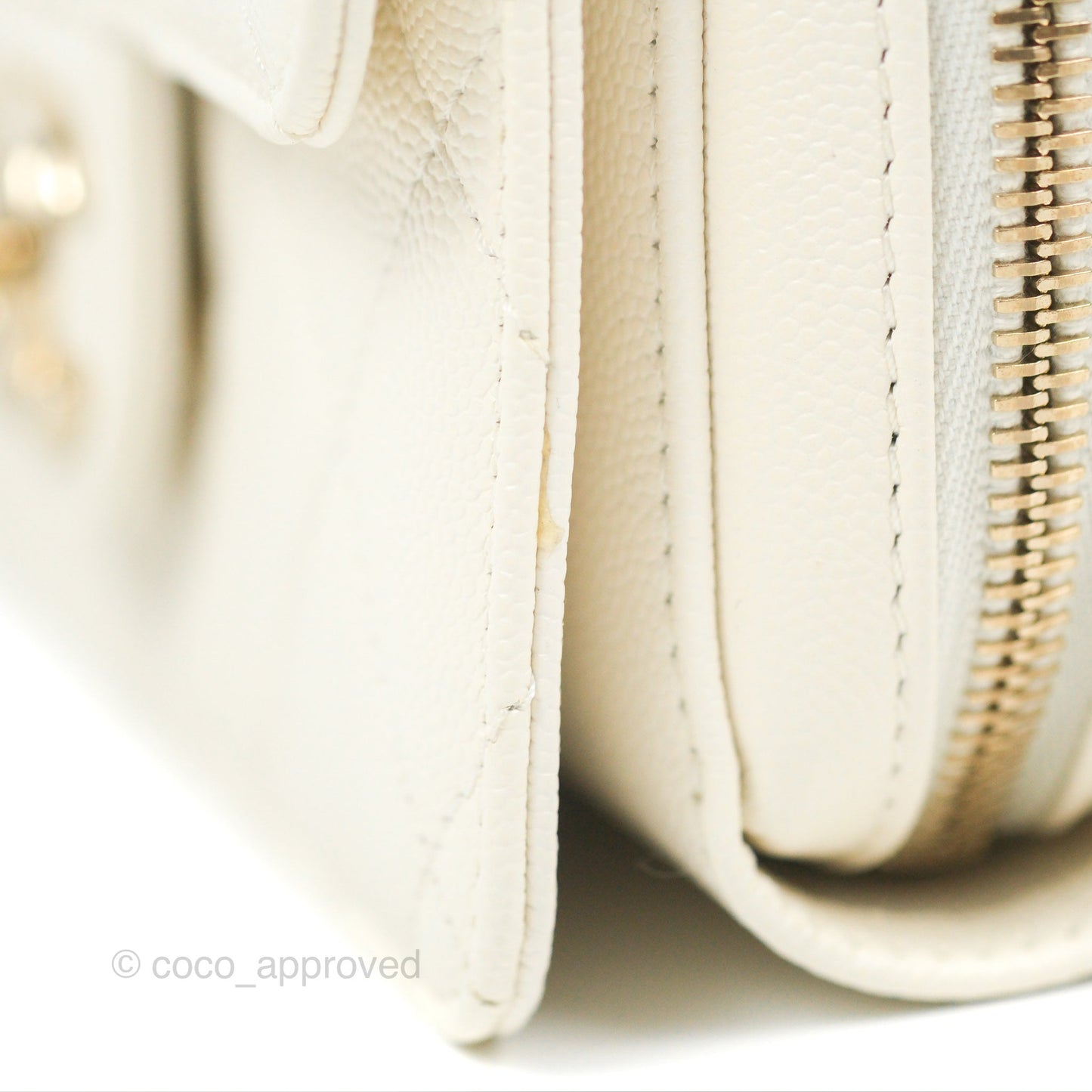 Chanel Quilted Small Like The Wallet Flap Ivory White Caviar Light Gold Hardware 22C