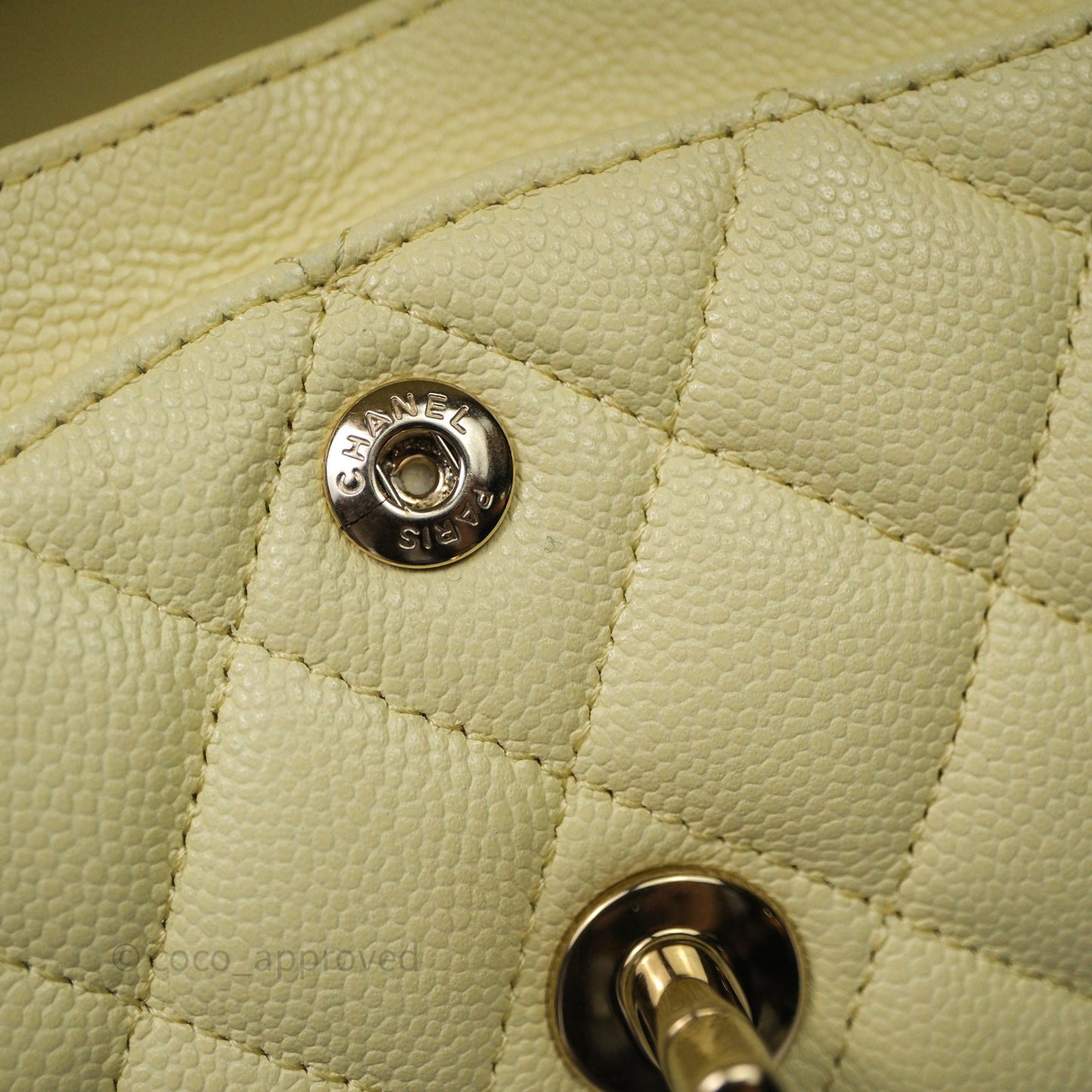 Chanel Small Classic Quilted Flap Yellow Caviar Gold Hardware