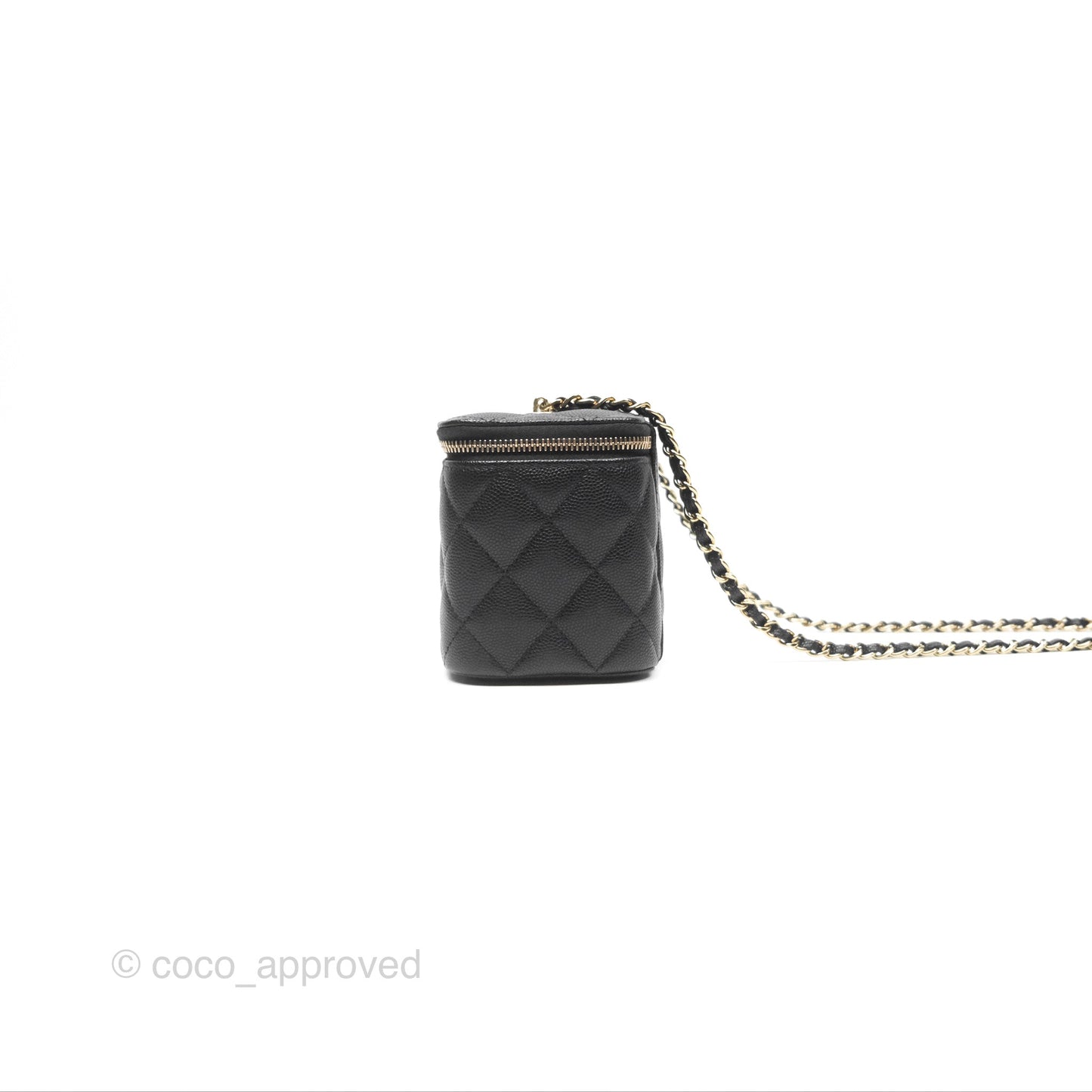 Chanel Vanity Rectangular With Chain Black Caviar Gold Hardware
