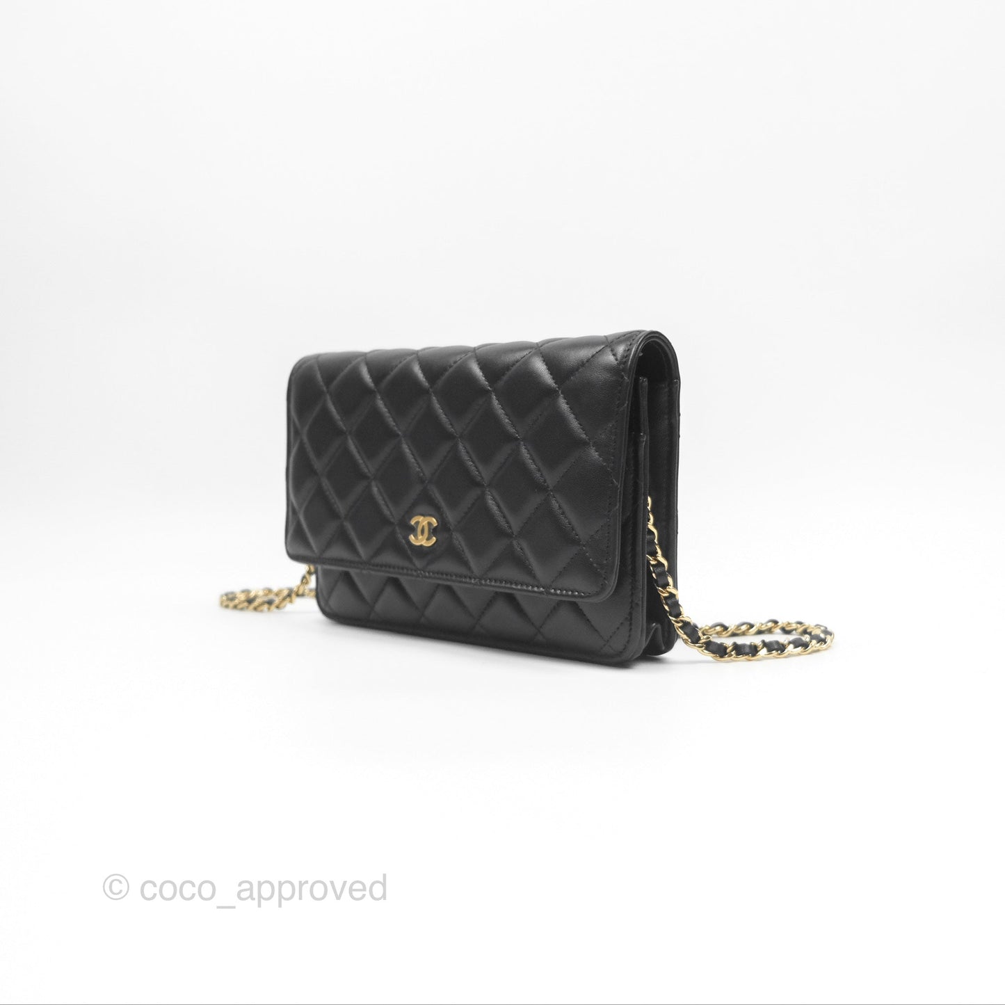 Chanel Quilted Classic Wallet on Chain WOC Black Lambskin Gold Hardware
