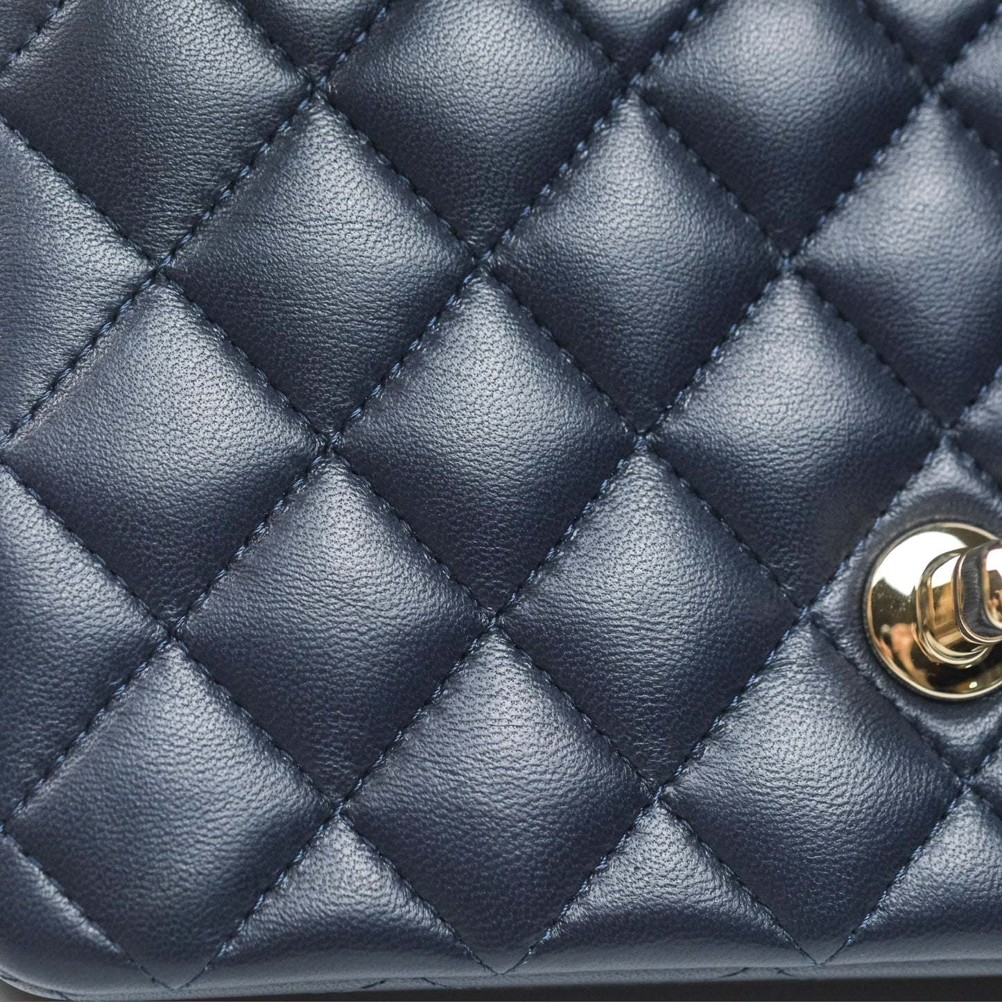 Chanel Top Handle Mini Rectangular Flap Bag Navy Lambskin Gold Hardware