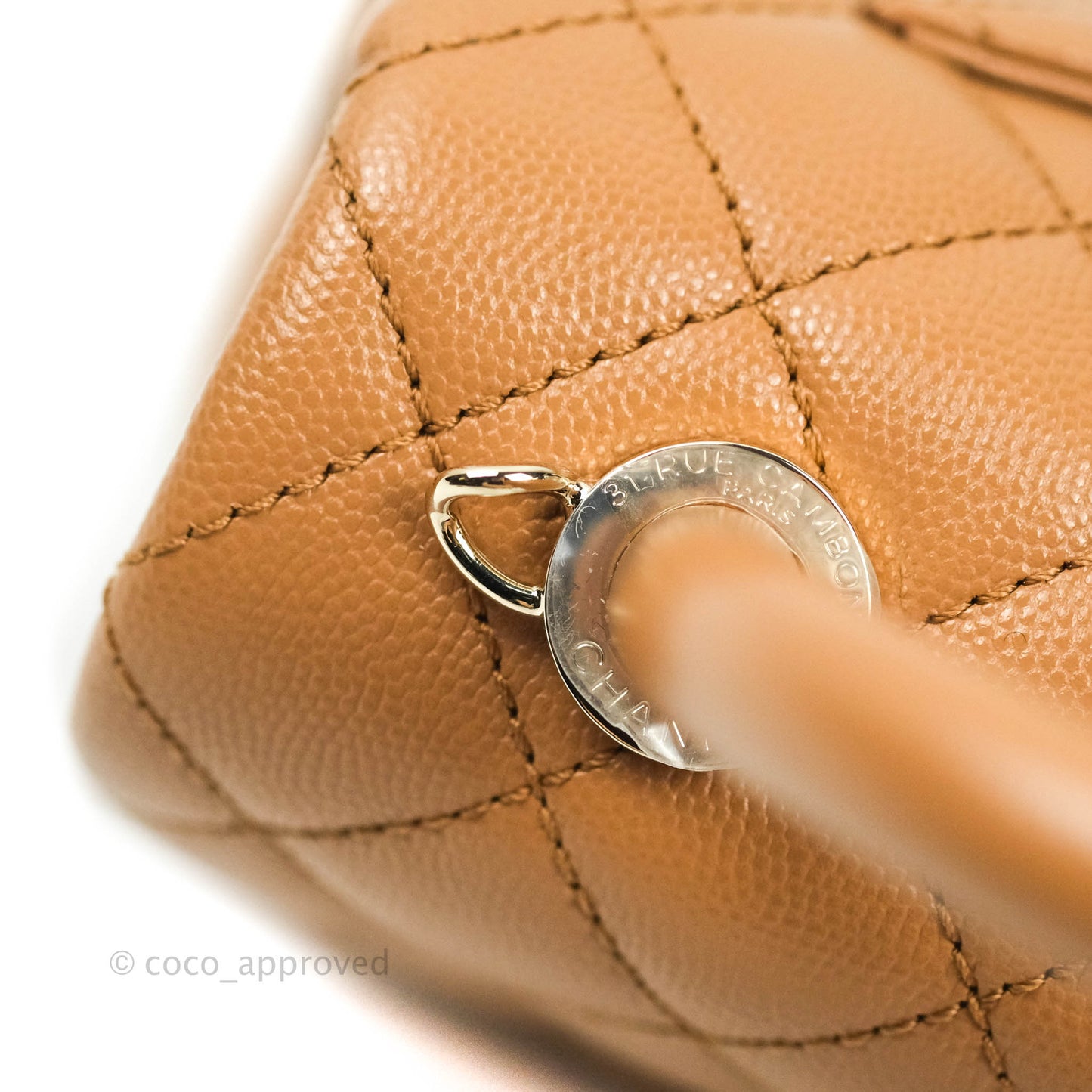 Chanel Quilted Extra Mini Coco Handle Dark Beige Caviar Gold Hardware 21P