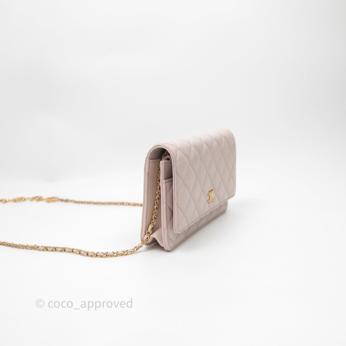 Chanel WOC Wallet On Chain CC Coco Chain Quilted Lilac Caviar Gold Hardware