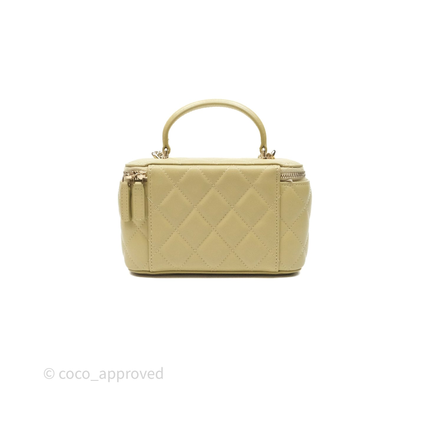 Chanel Top Handle Vanity with Chain Olive Green Lambskin Aged Gold Hardware