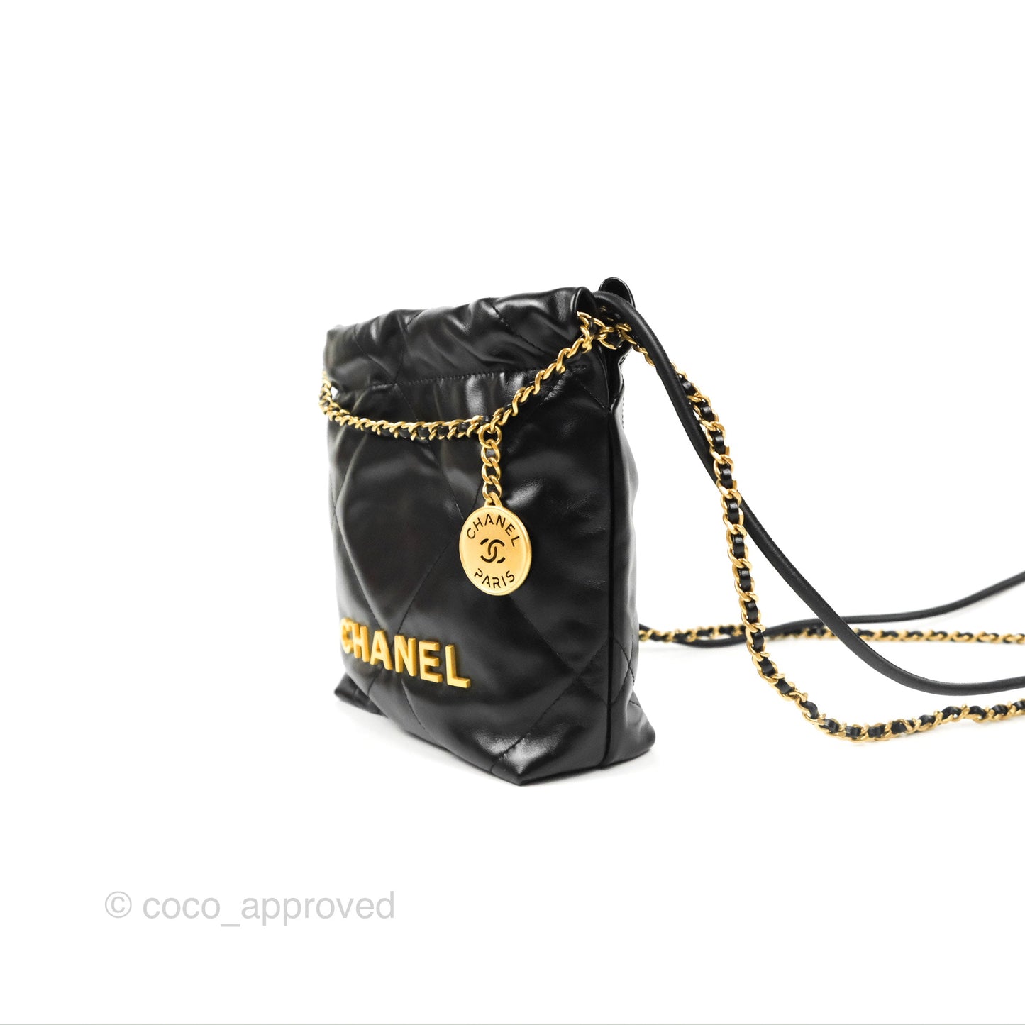 Chanel 22 Mini Bag Black Crumpled Calfskin