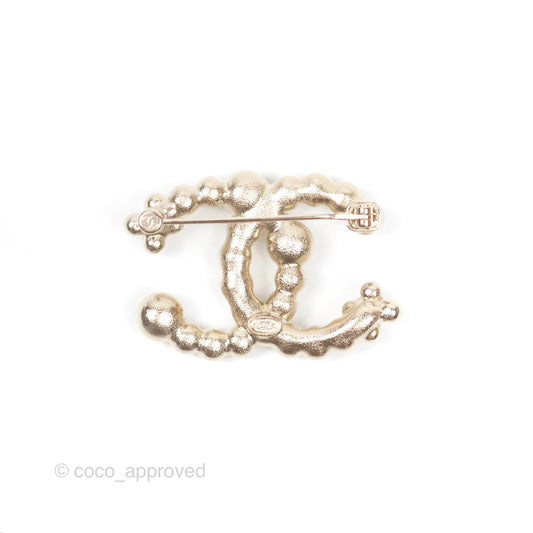 Chanel CC Resin Crystal Brooch Gold Tone 23A