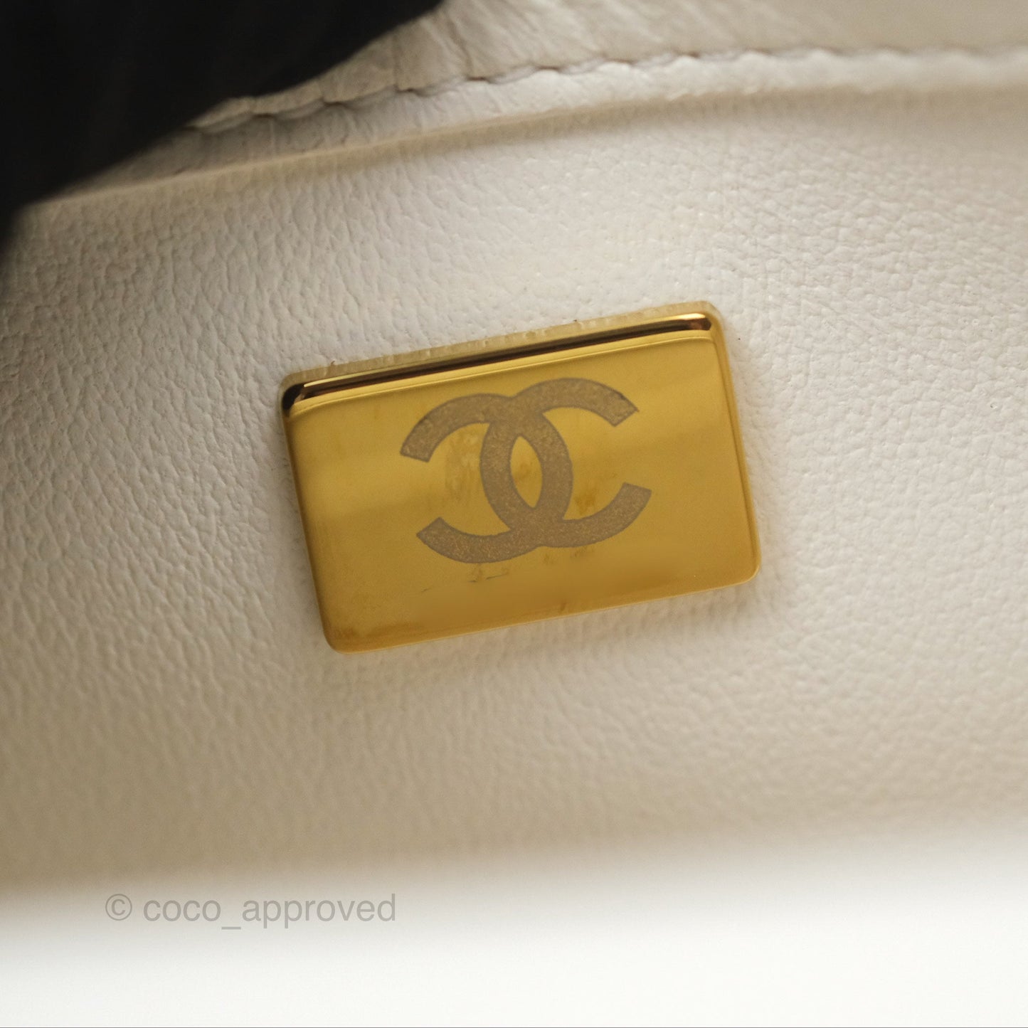 Chanel Top Handle Mini Flap Ivory White Lambskin Gold Hardware