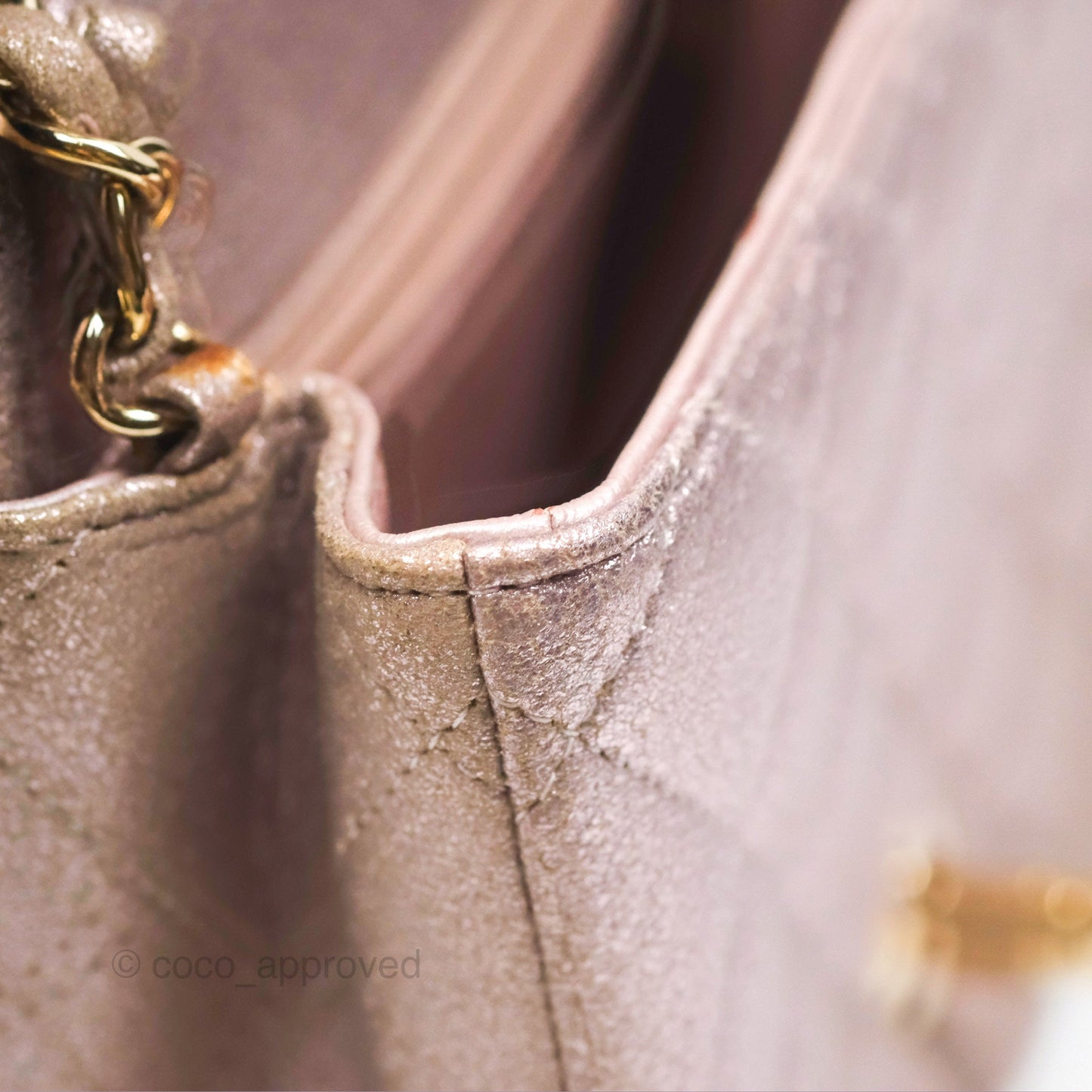 Chanel Mini Square Metallic Rose Gold Goatskin Gold Hardware 14B