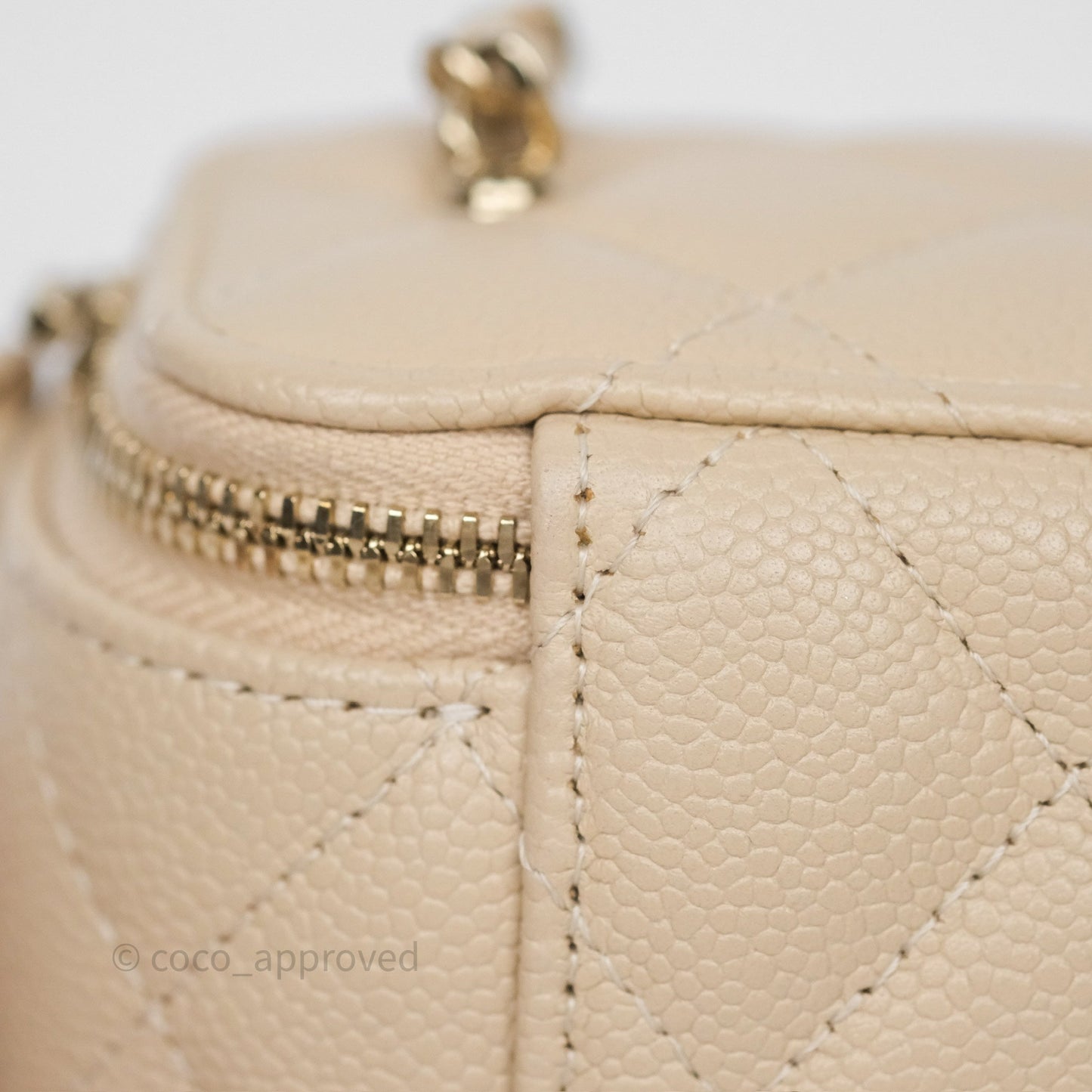 Chanel Mini Vanity With CC Chain Beige Caviar Gold Hardware