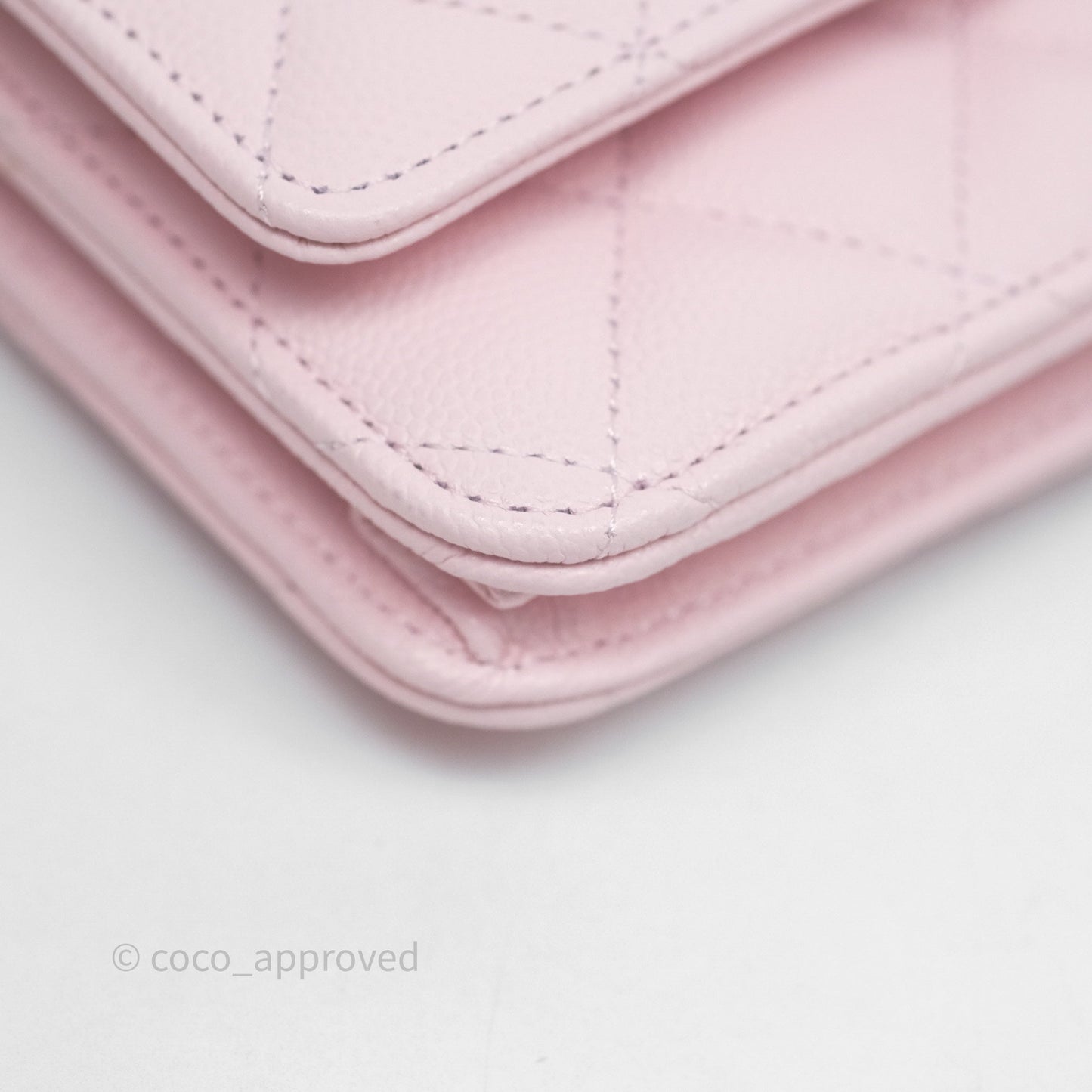 Chanel Classic Quilted Wallet on Chain WOC Light Pink Caviar Gold Hardware