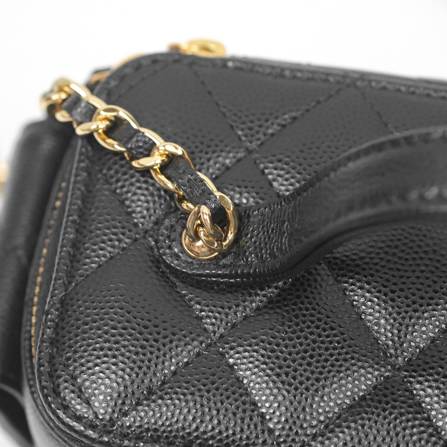 Chanel Cargo Pocket Top Handle Vanity with Chain Black Caviar Gold Hardware