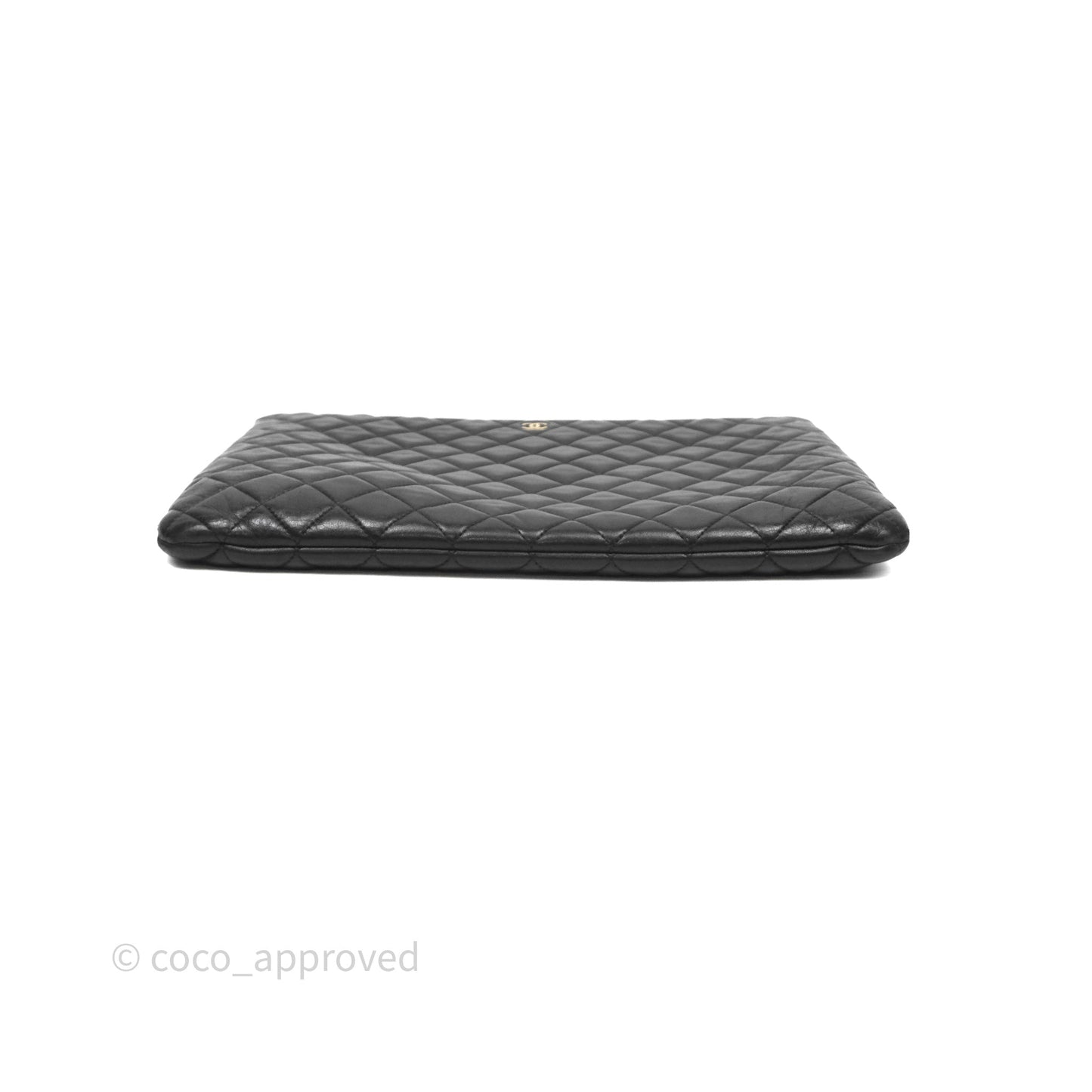 Chanel Classic Zipped Pouch Lambskin Black Gold Hardware