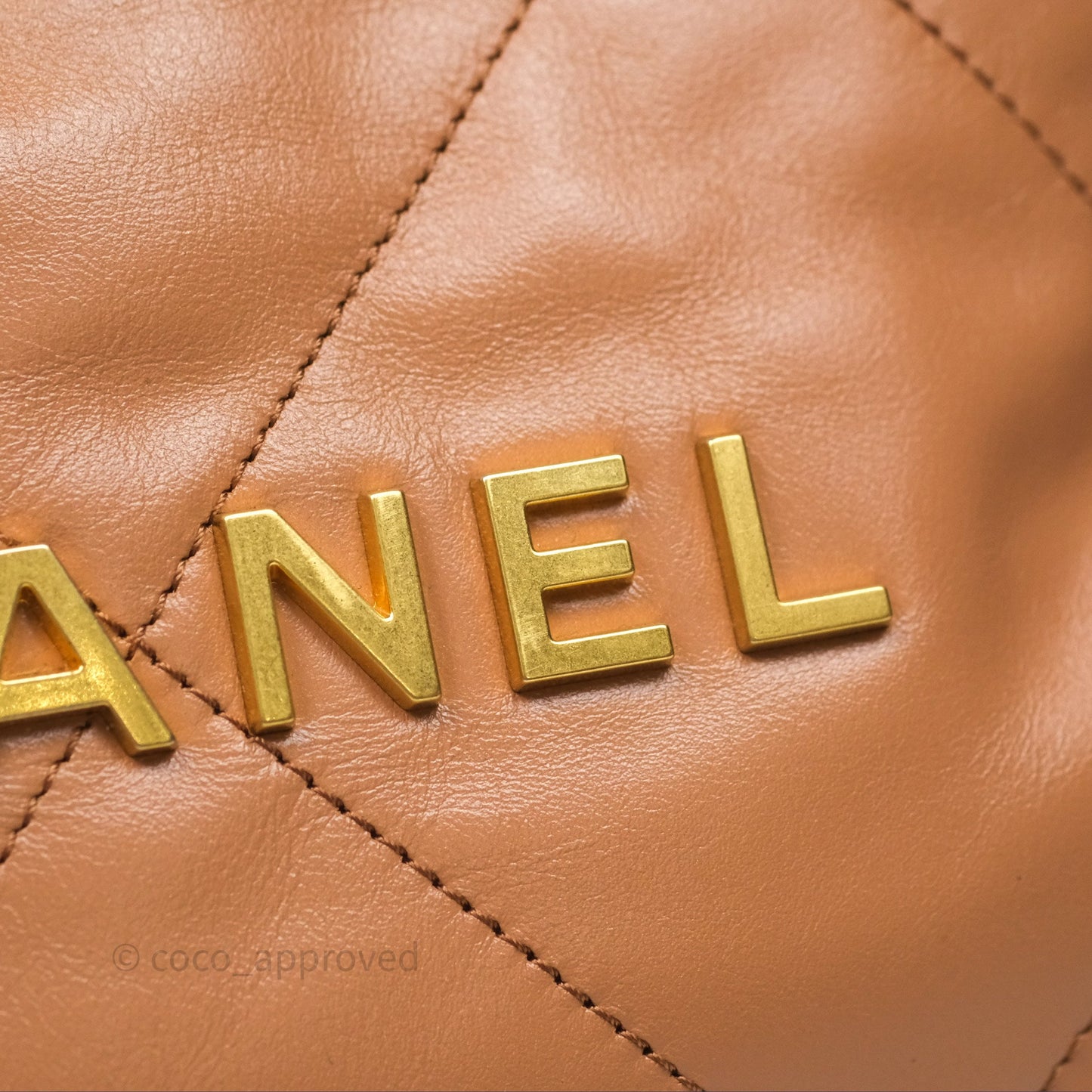 Chanel 22 Small Beige Shiny Calfskin Aged Gold Hardware
