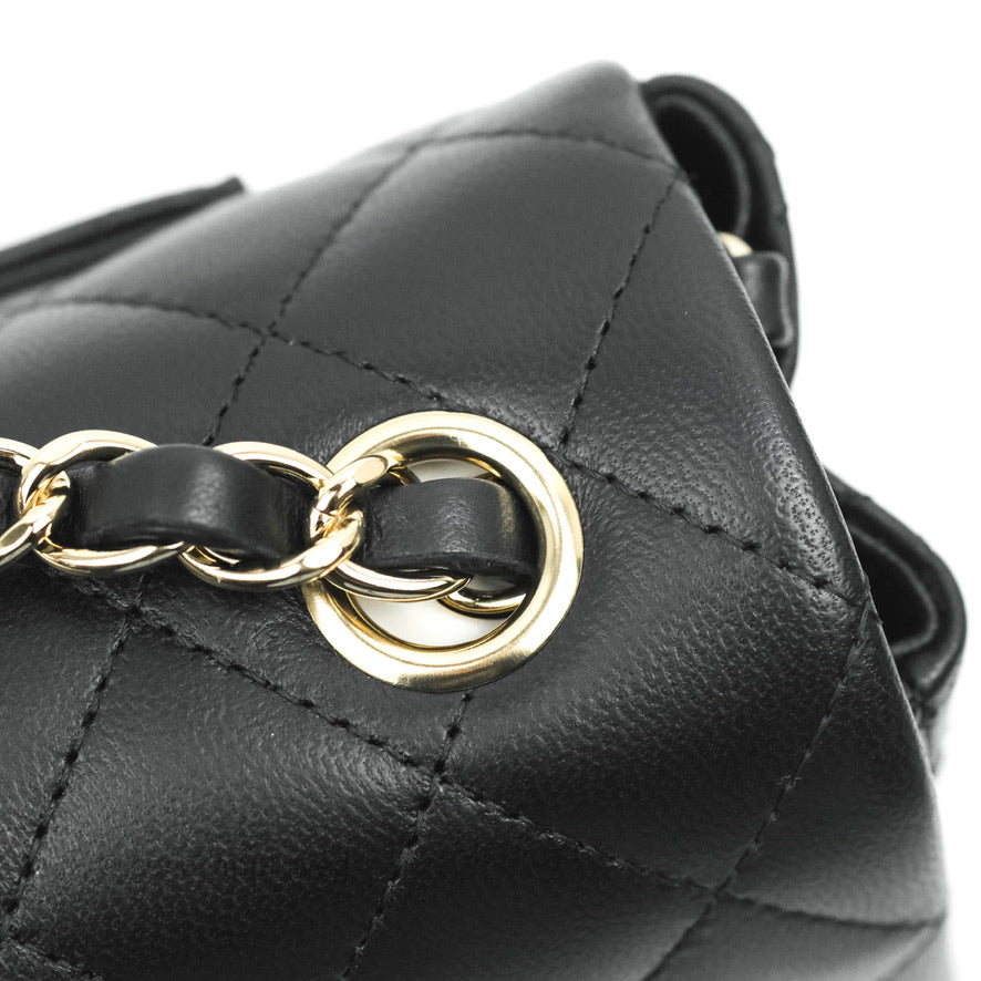 Chanel Quilted Mini Rectangular Flap Black White Lambskin Gold Hardware
