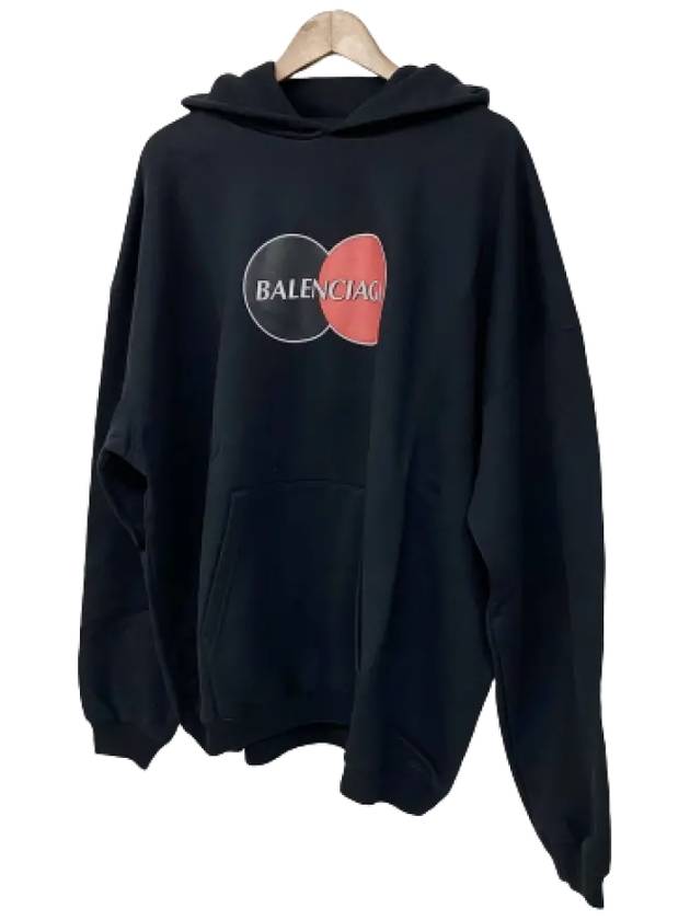 Luxury Balenciaga Logo Print Over Fit Hoodie Black