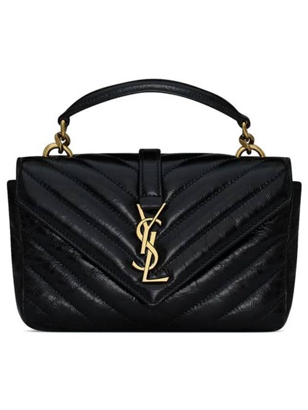 Luxury Saint Laurent Applique Logo Quilted Calf Leather Tote Bag Black