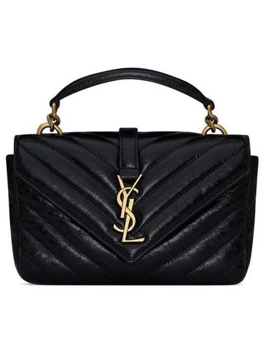Luxury Saint Laurent Applique Logo Quilted Calf Leather Tote Bag Black