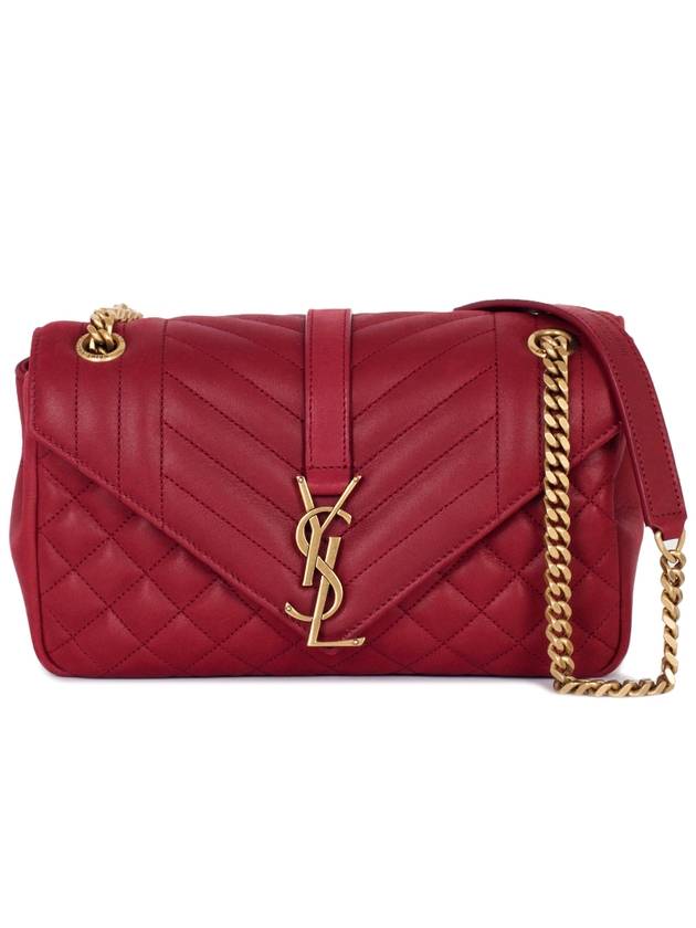 Luxury Saint Laurent Gold Monogram Satchel Cross Bag Red