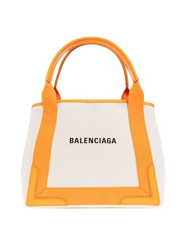 Luxury Balenciaga Cabas Logo Canvas Small Tote Bag Dark Orange